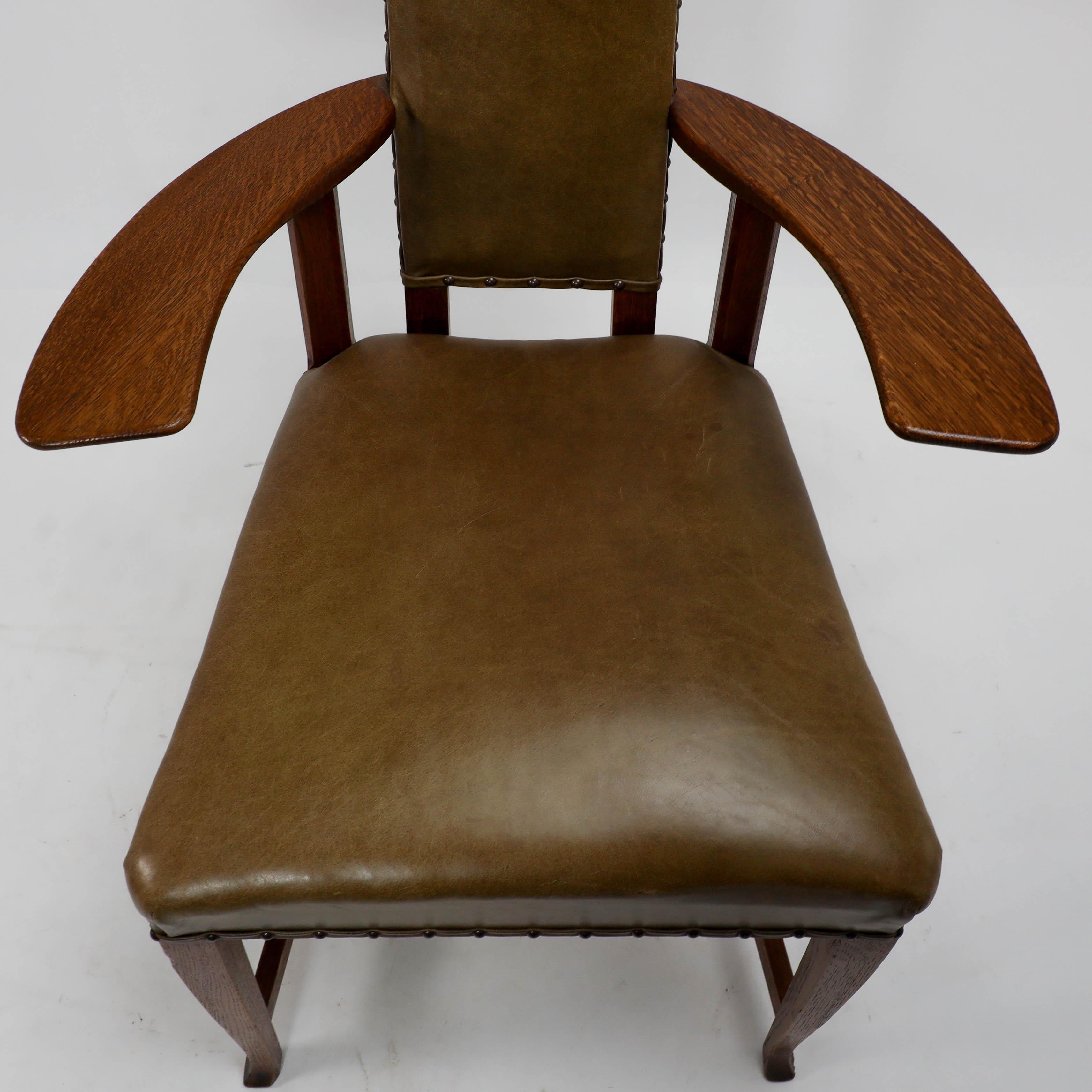 20th Century George Walton. An Arts & Crafts Glasgow School oak 'Abingdon' armchair For Sale