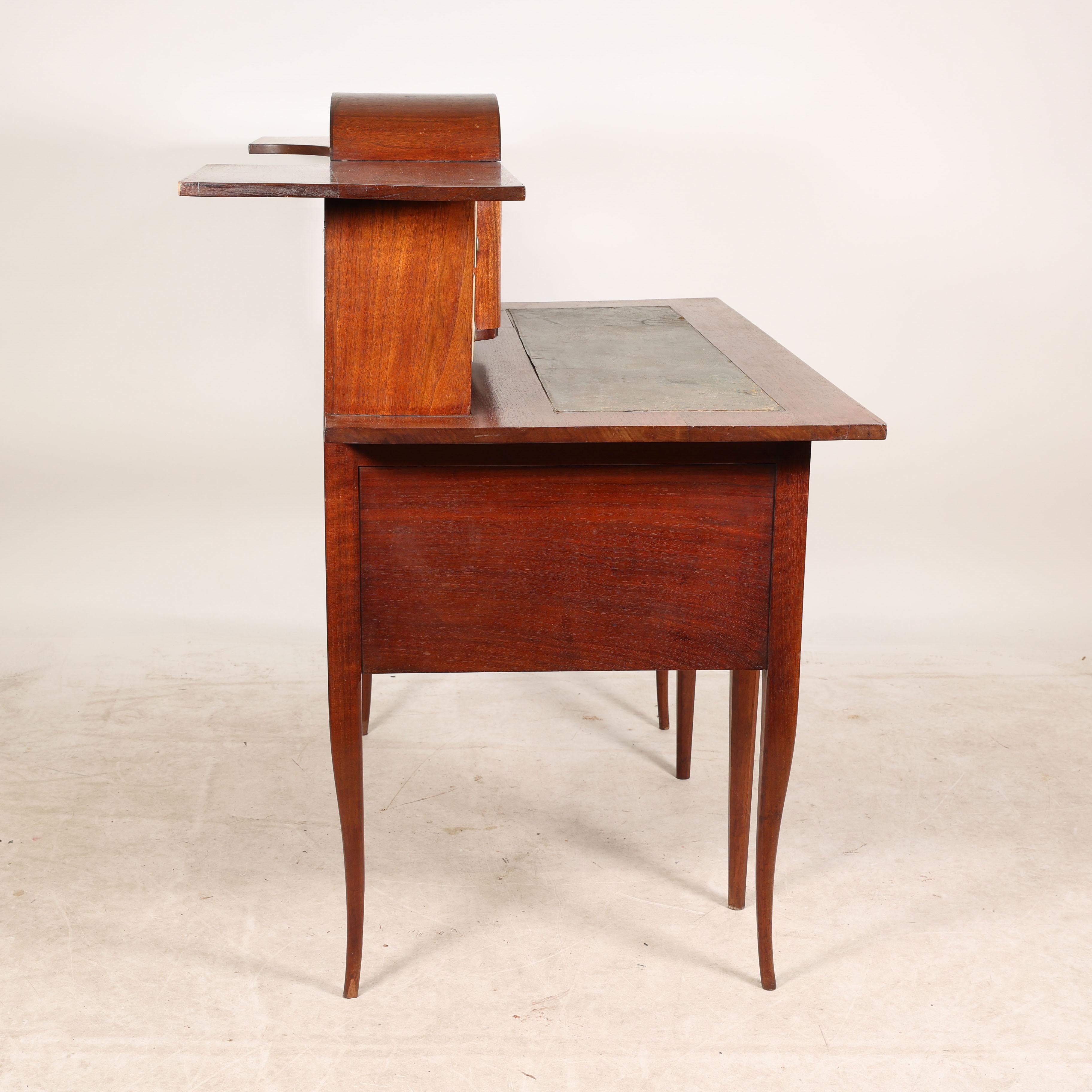 English George Walton. Arts & Crafts Walnut Desk with Secret Drawers & Heart Escutcheons For Sale