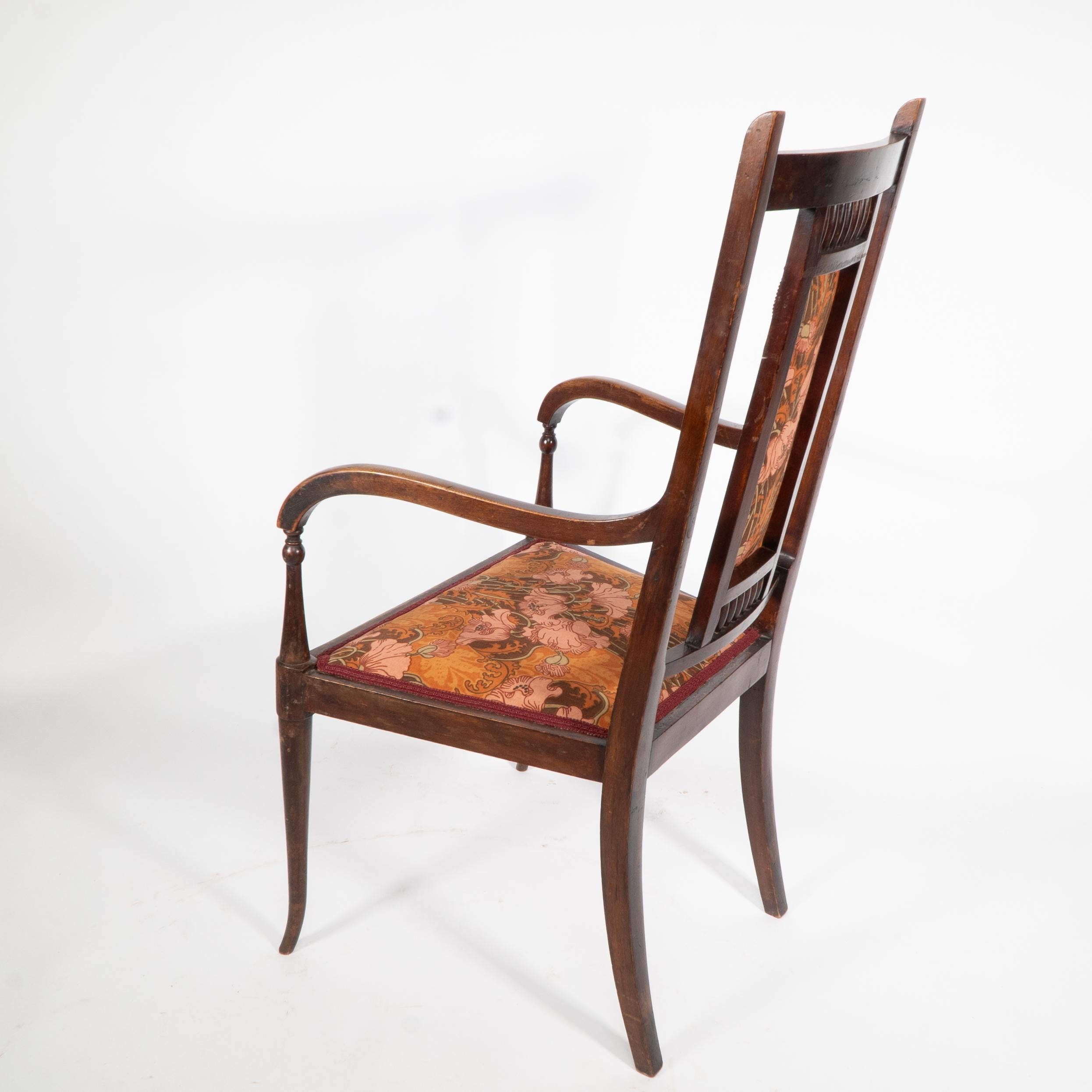 George Walton for John Rowntree's cafe. An Arts and Crafts walnut armchair For Sale 10