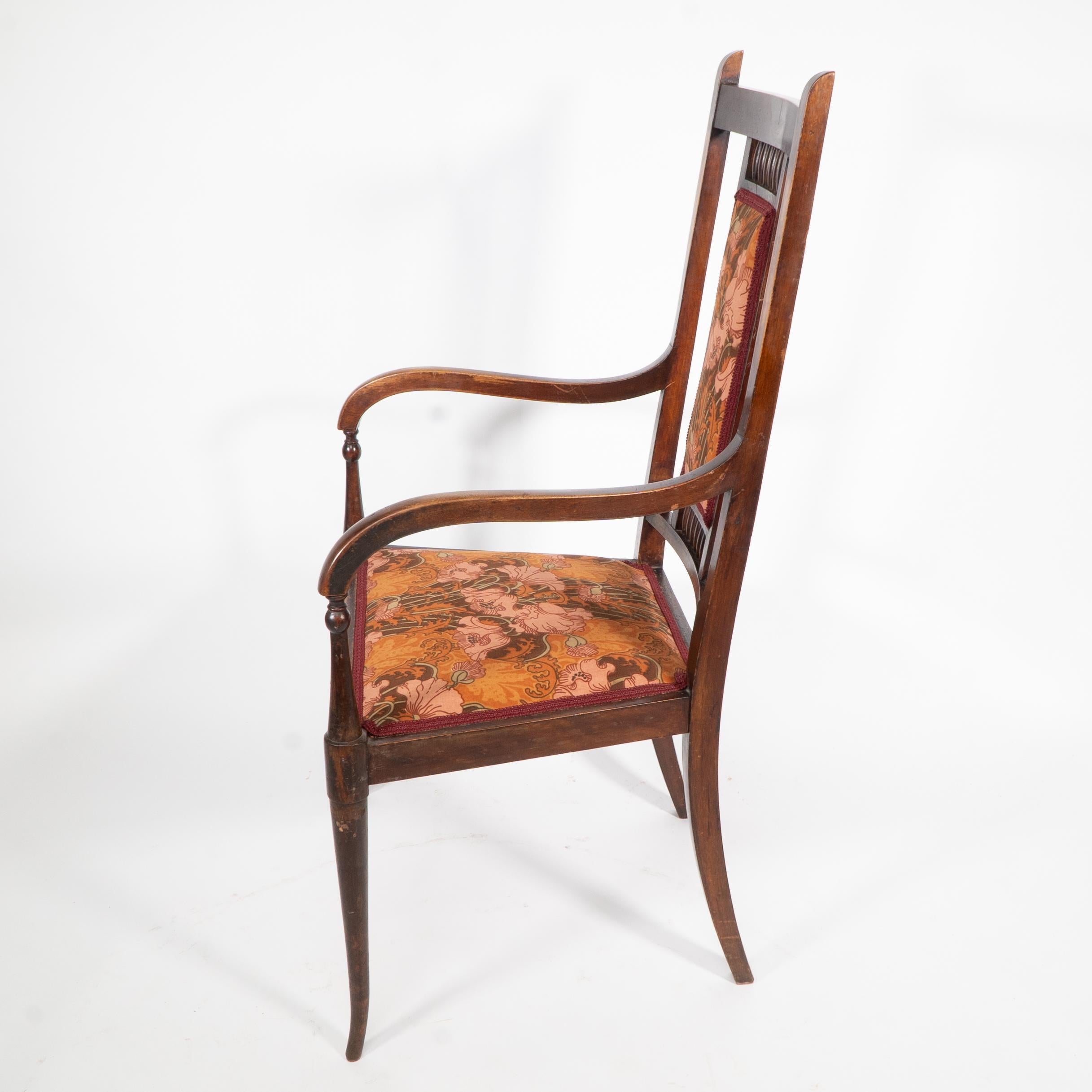 English George Walton for John Rowntree's cafe. An Arts and Crafts walnut armchair For Sale