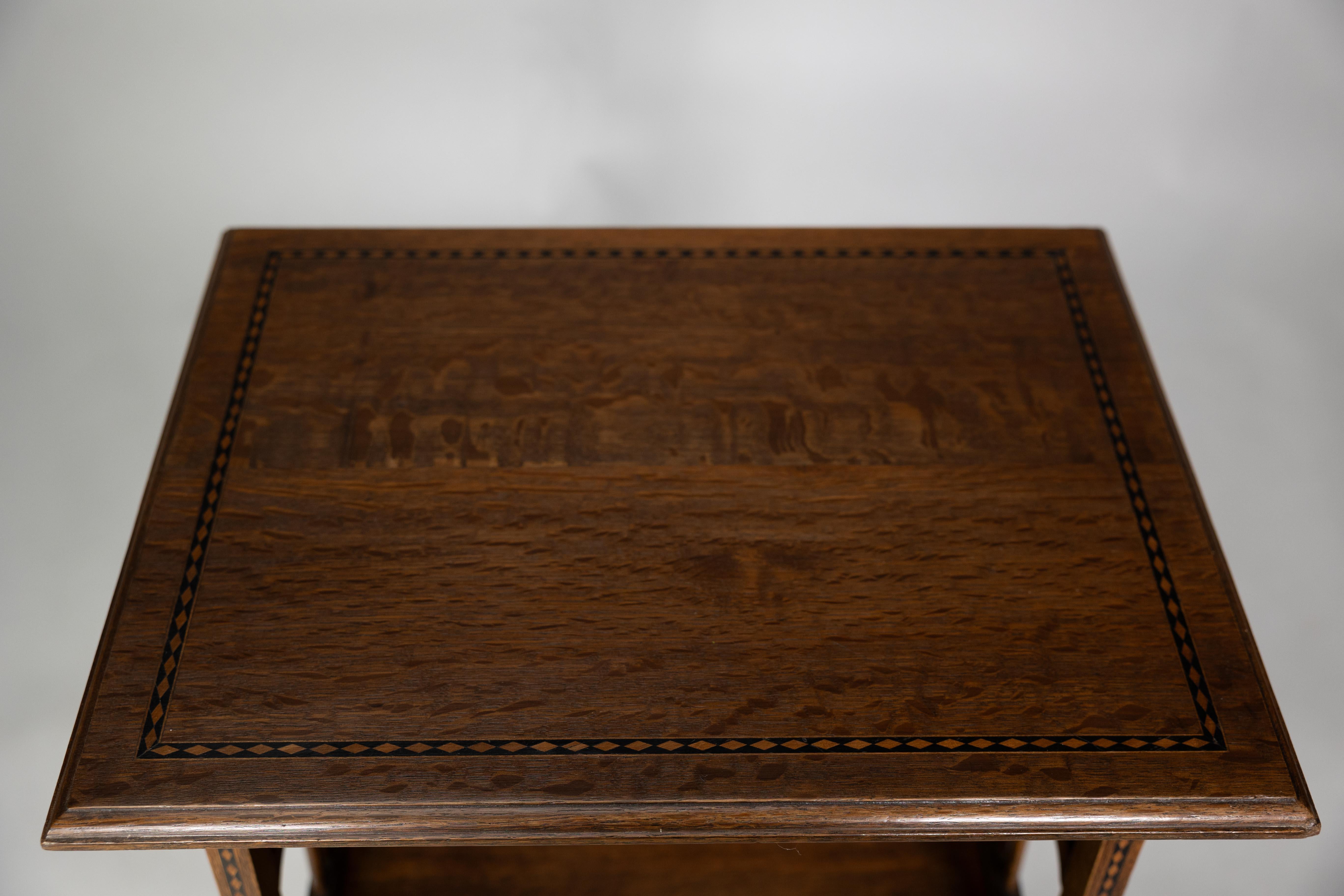 George Walton style of. A pair of Arts & Crafts inlaid oak side table 3