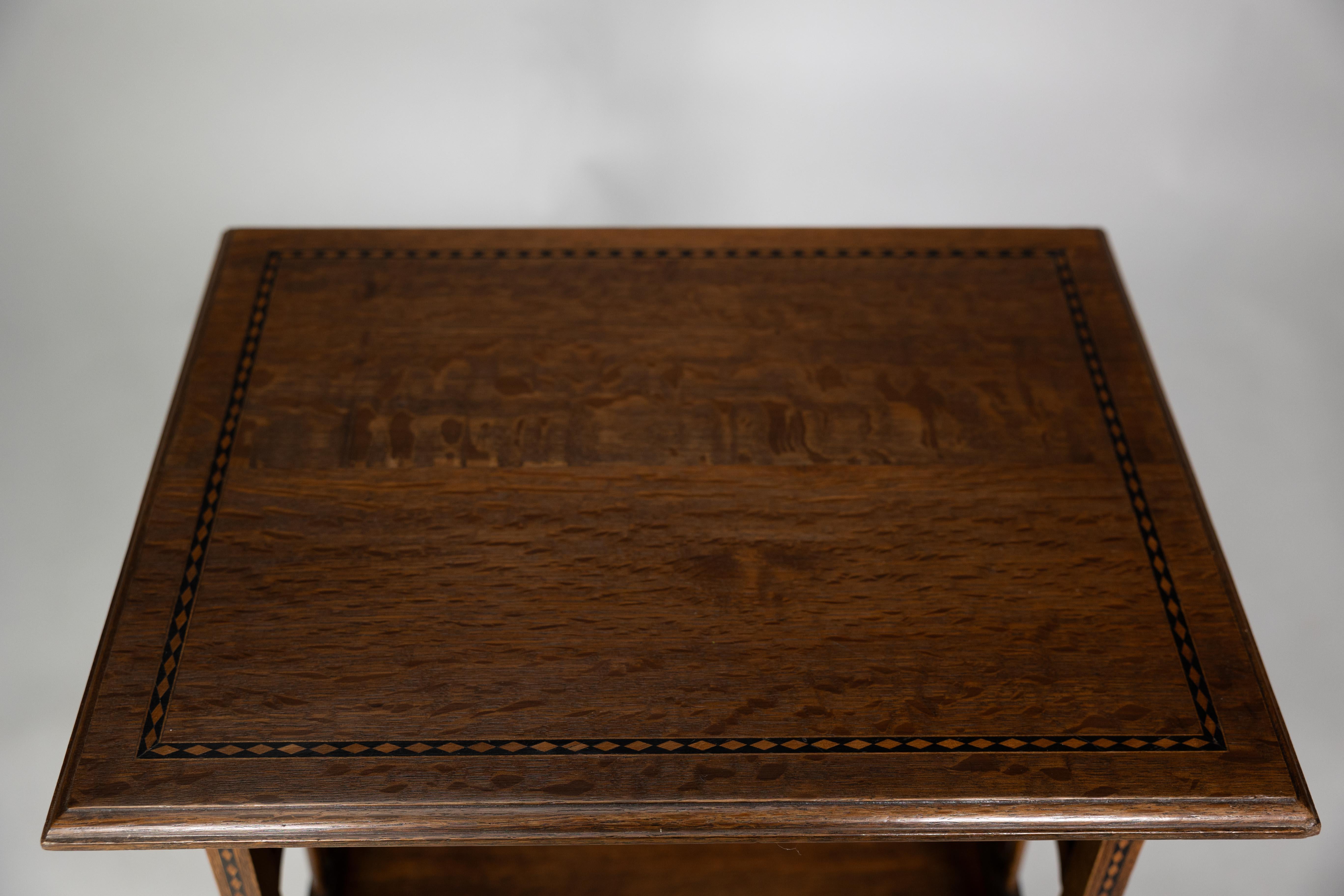 George Walton style of. A pair of Arts & Crafts inlaid oak side table For Sale 3