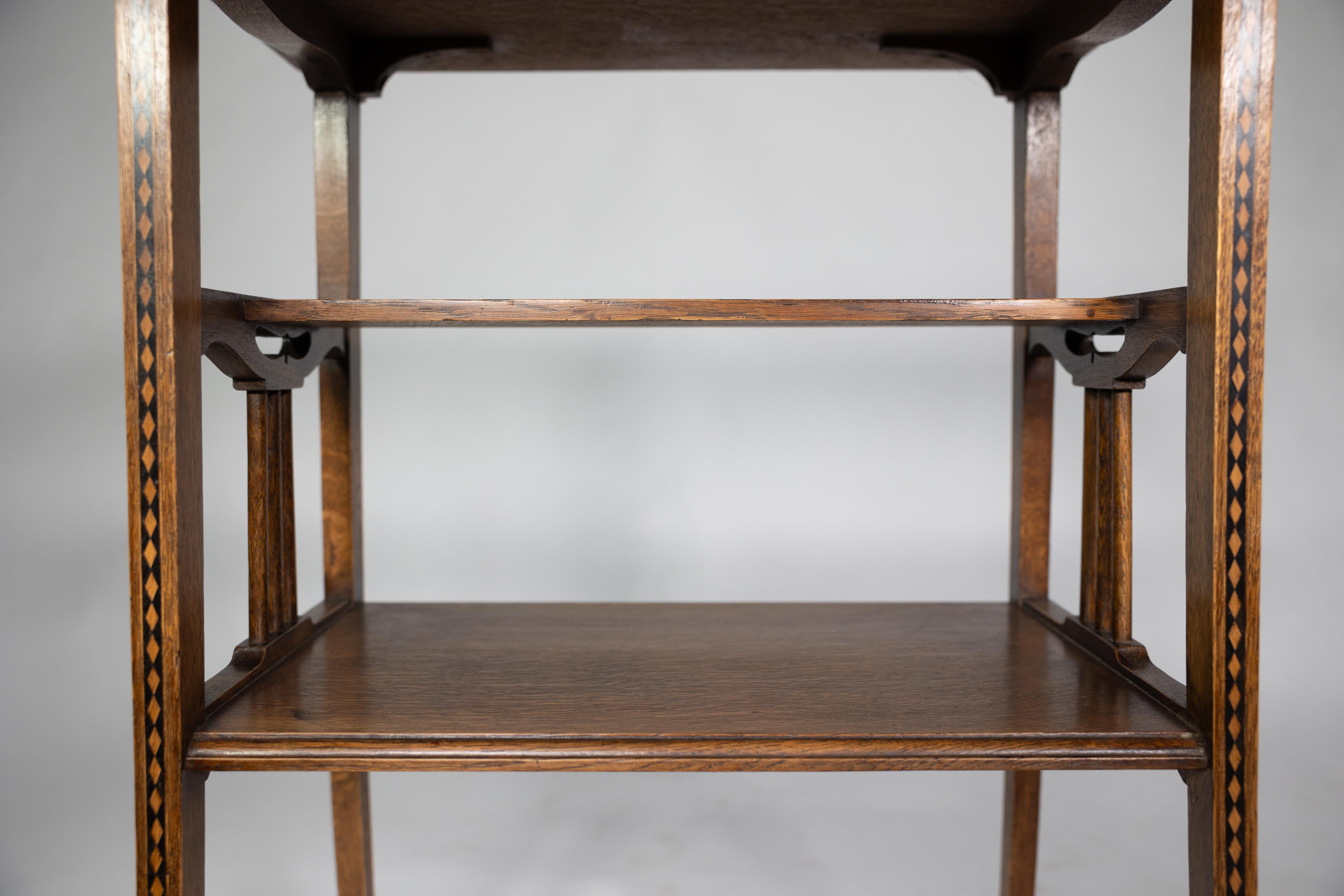 George Walton style of. A pair of Arts & Crafts inlaid oak side table 6