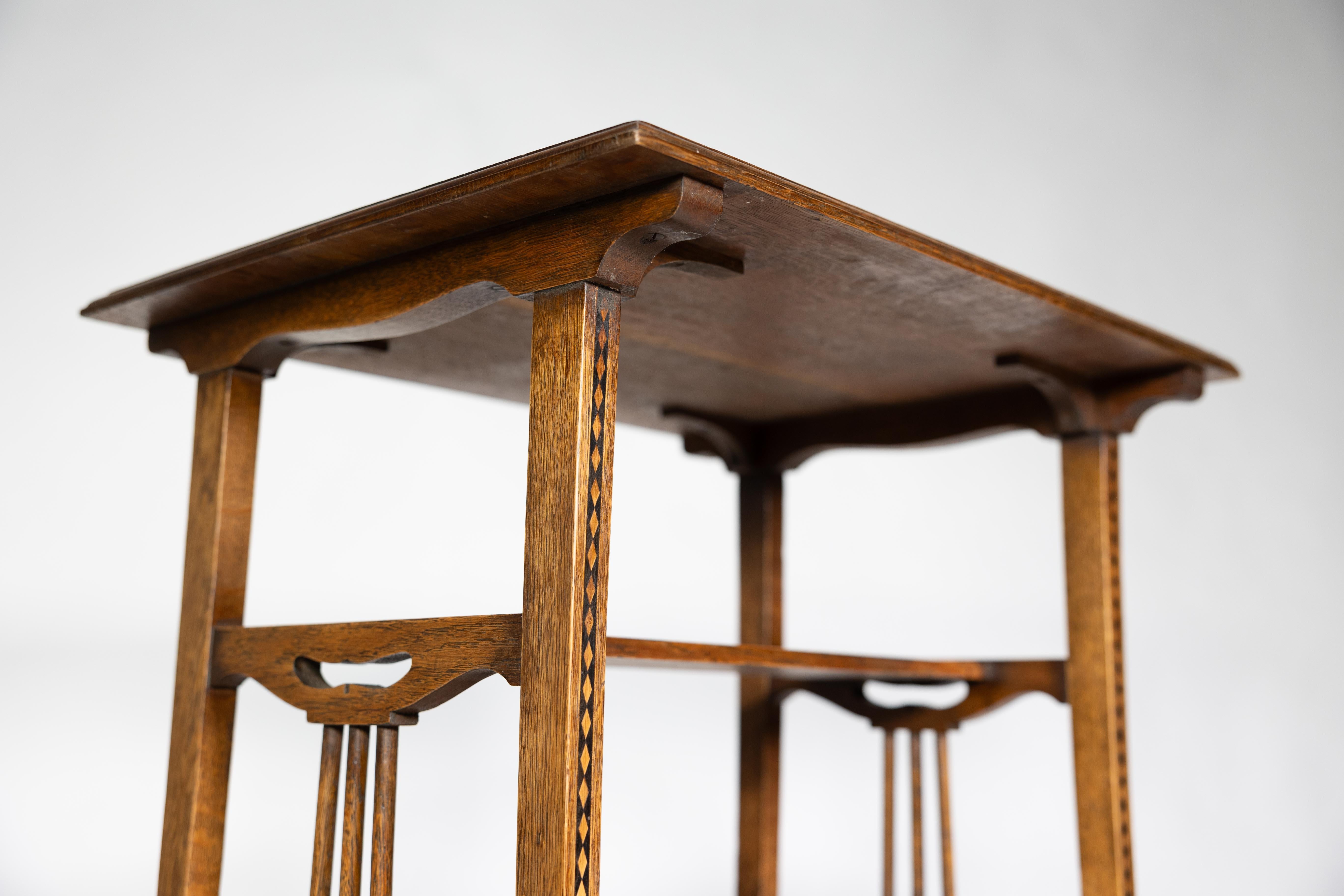 George Walton style of. A pair of Arts & Crafts inlaid oak side table 8
