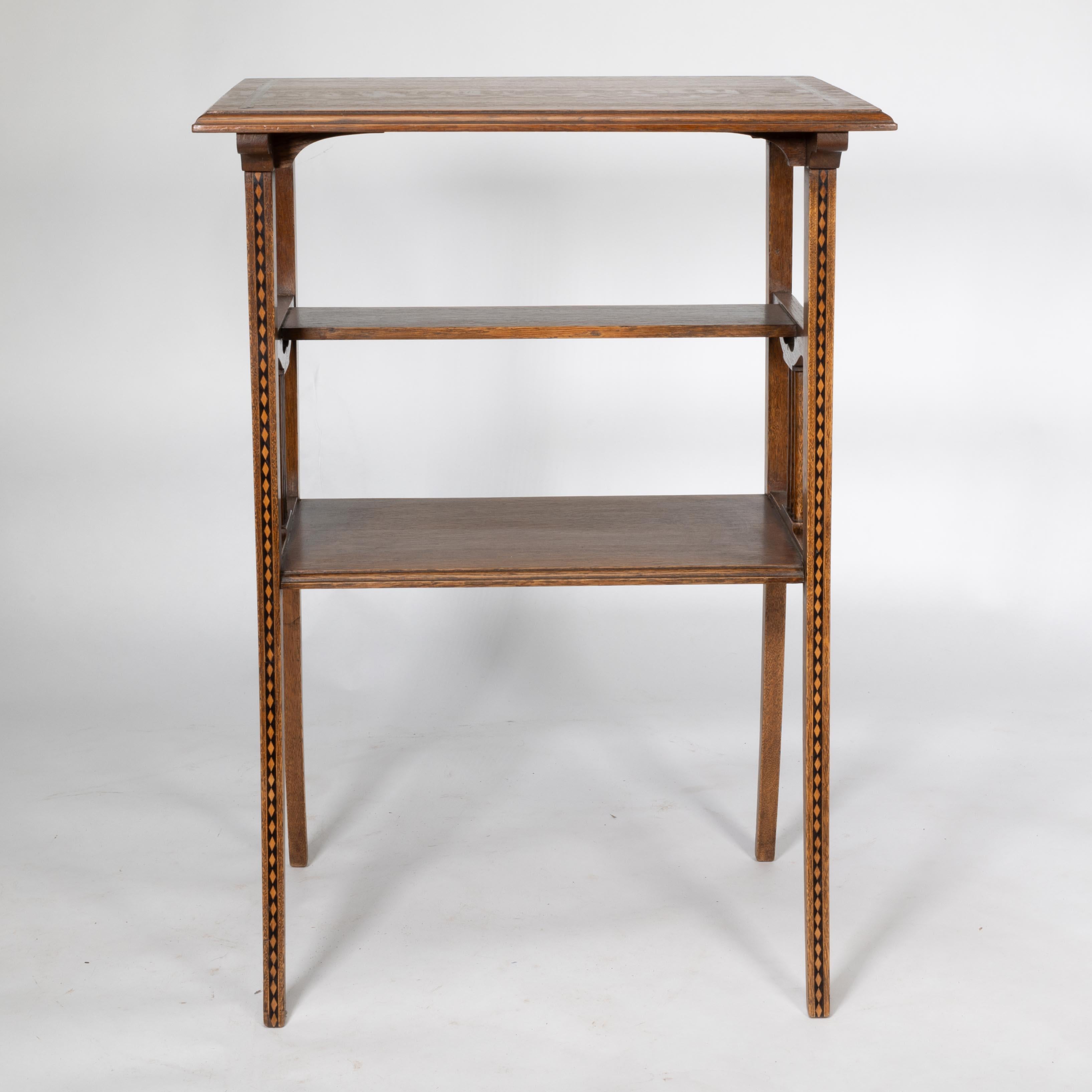 George Walton style of. A pair of Arts & Crafts inlaid oak side table In Good Condition In London, GB