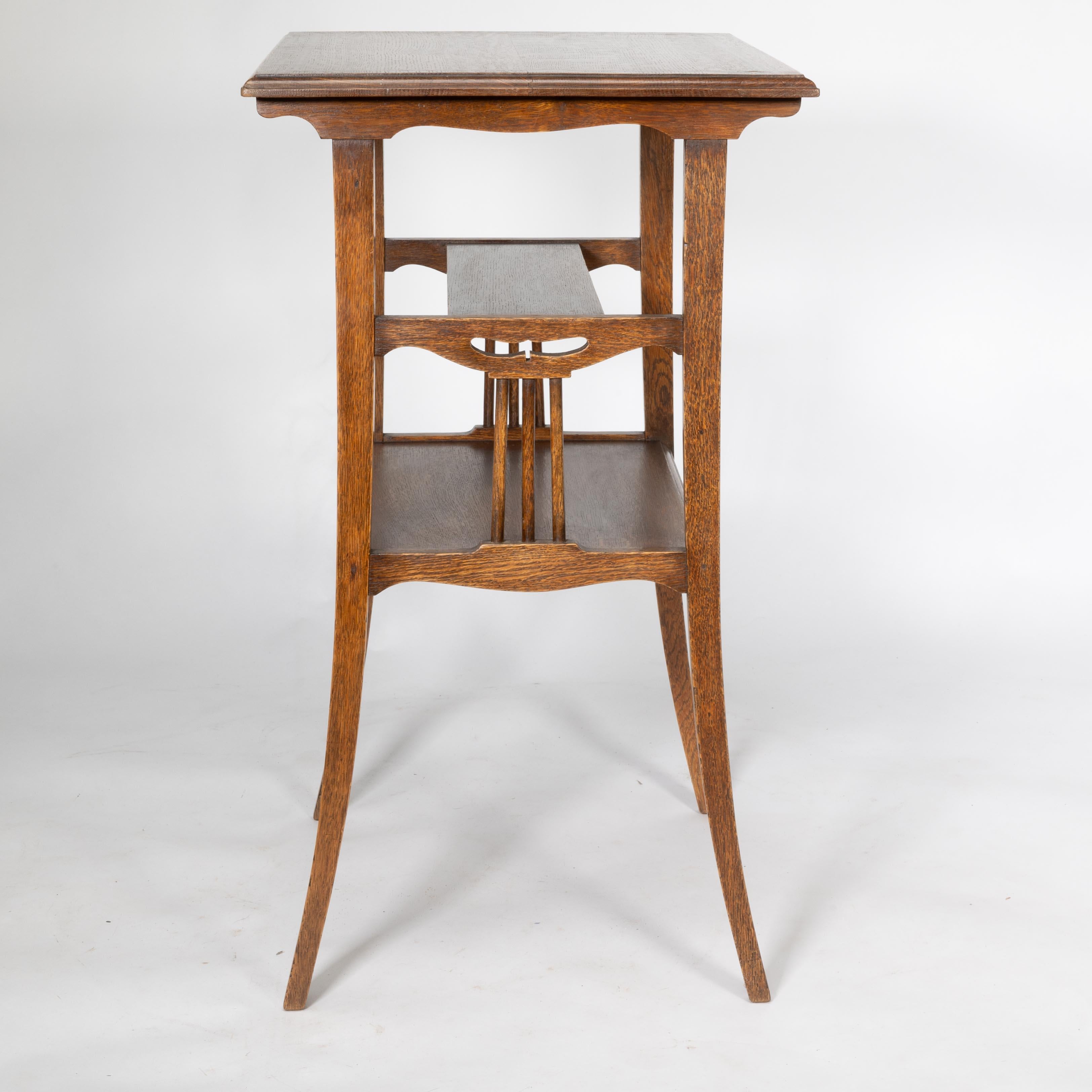 Oak George Walton style of. A pair of Arts & Crafts inlaid oak side table