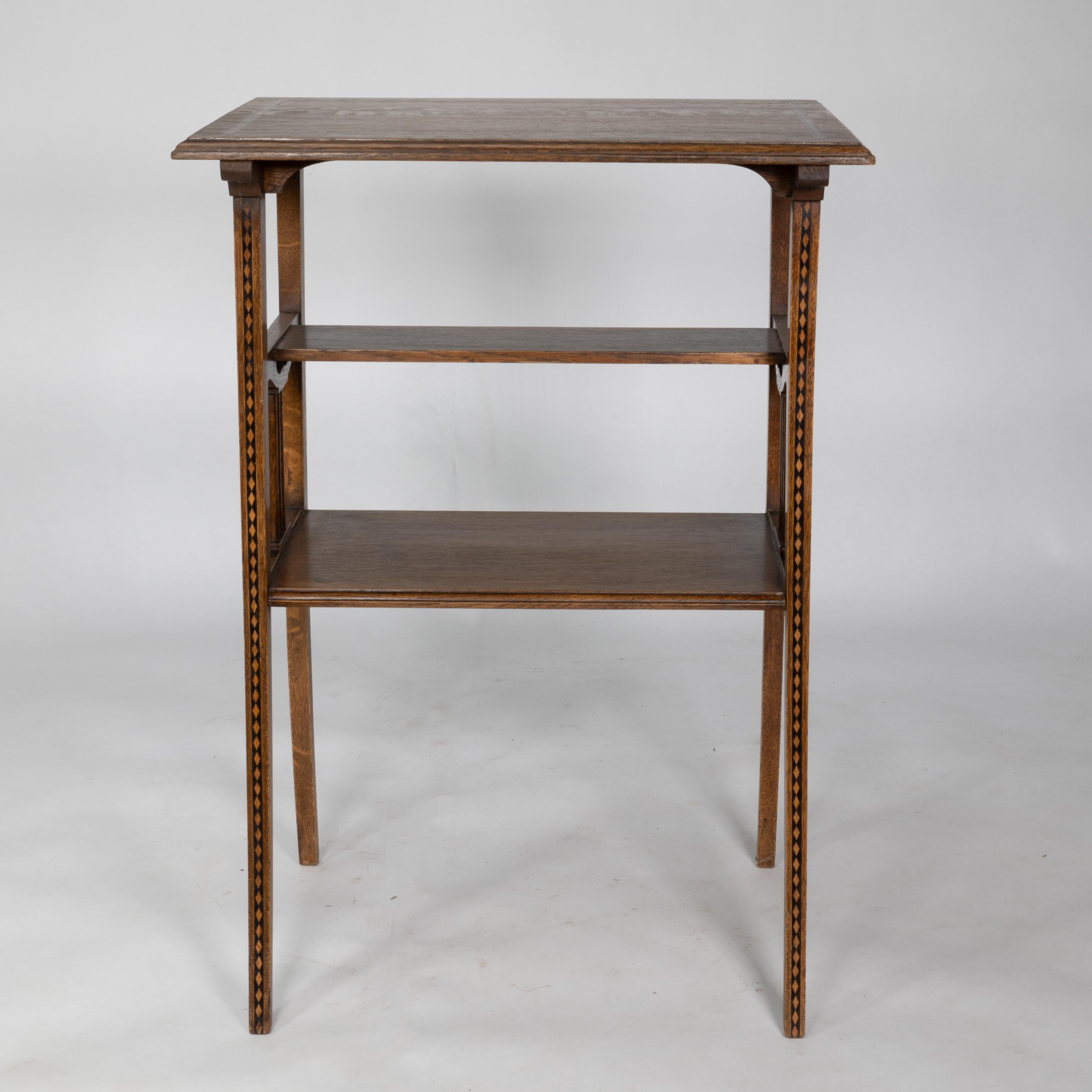 George Walton style of. A pair of Arts & Crafts inlaid oak side table For Sale 1