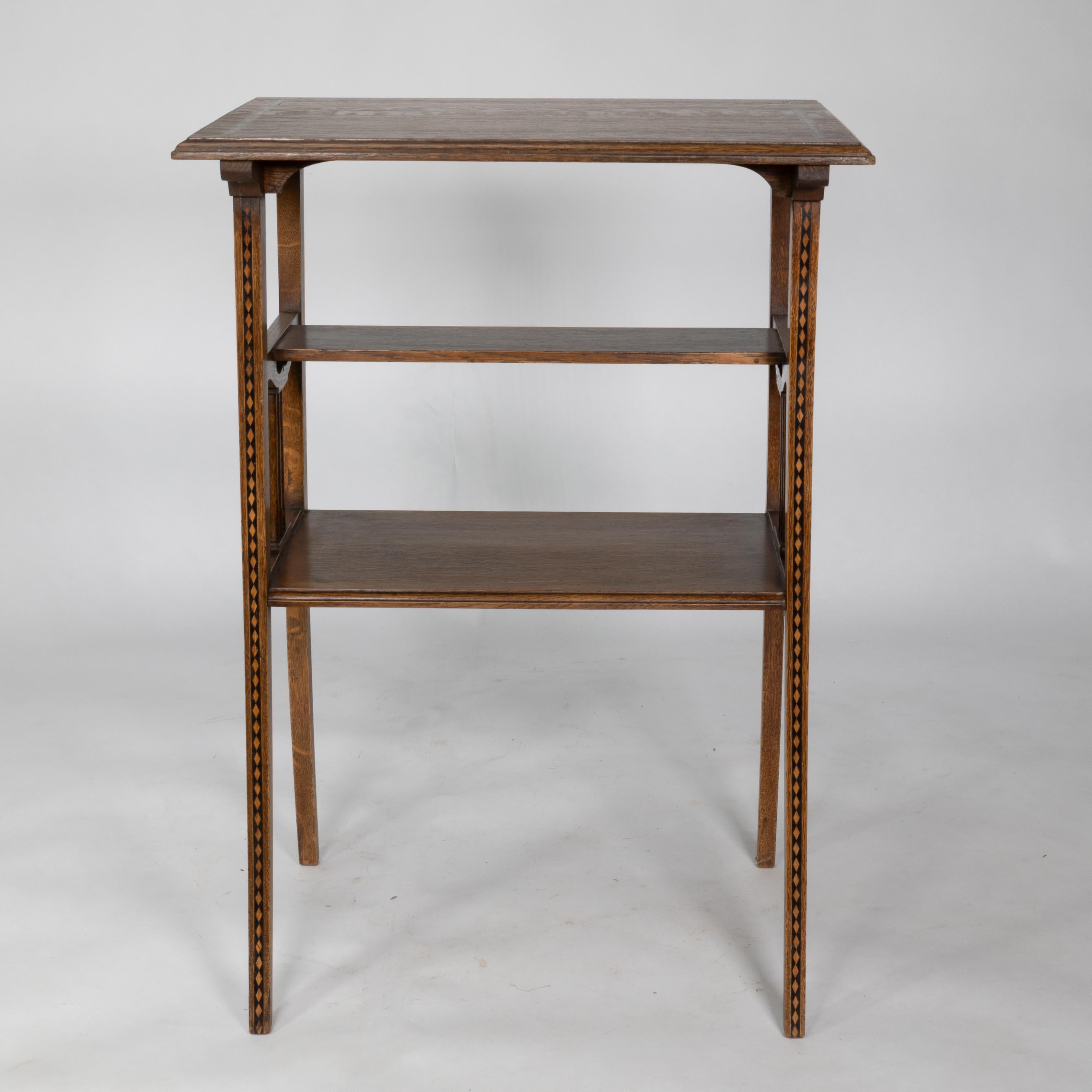 George Walton style of. A pair of Arts & Crafts inlaid oak side table 1