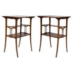 George Walton style of. A pair of Arts & Crafts inlaid oak side table