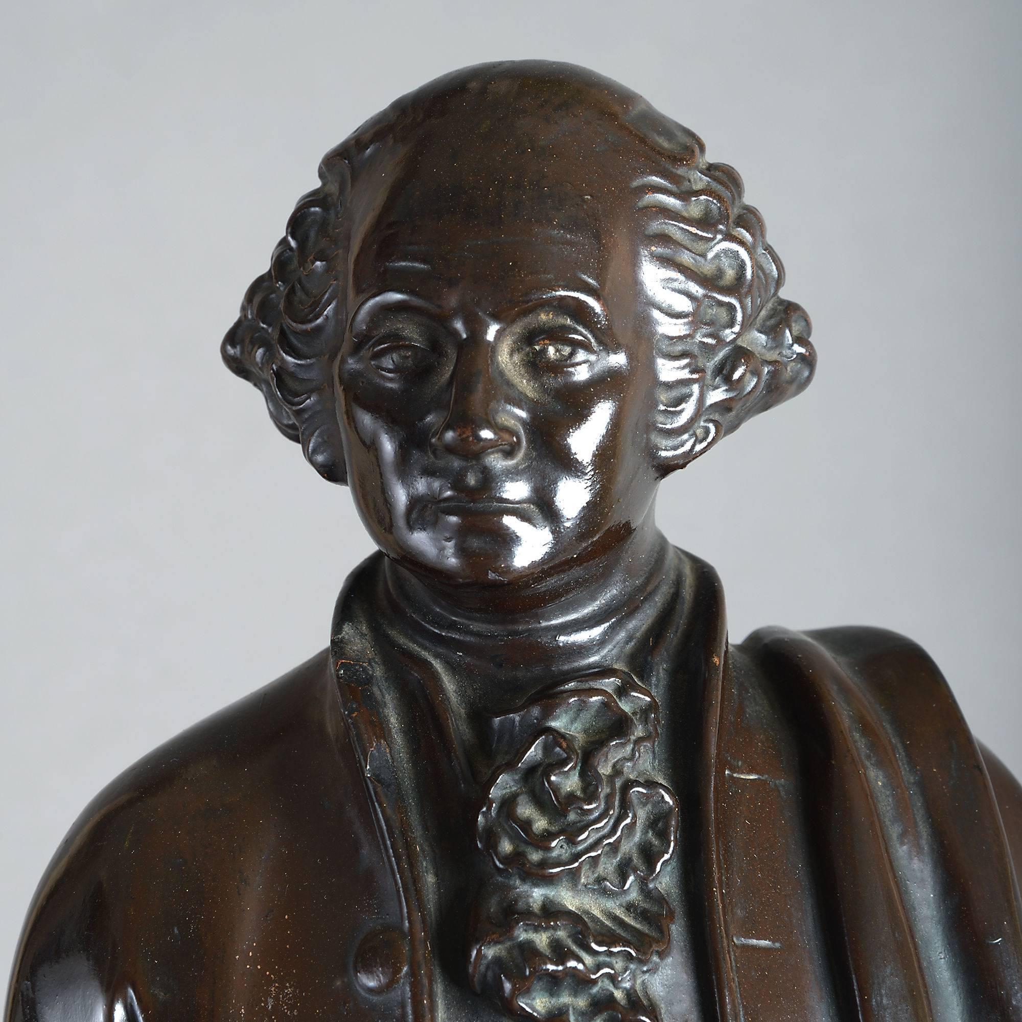 George Washington (1732-1799) 

By Rudolf Uttrecht (1840-1906) 

Terracotta with bronze patina, marked U & Co to underside. 

Rudolf Uffrecht was a German sculptor known for his terracotta portraits of historical figures including politicians,
