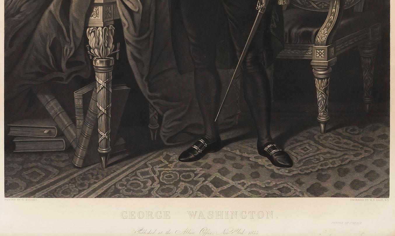 George Washington von Henry Sadd, antiker Kupferstich, um 1844 (amerikanisch) im Angebot