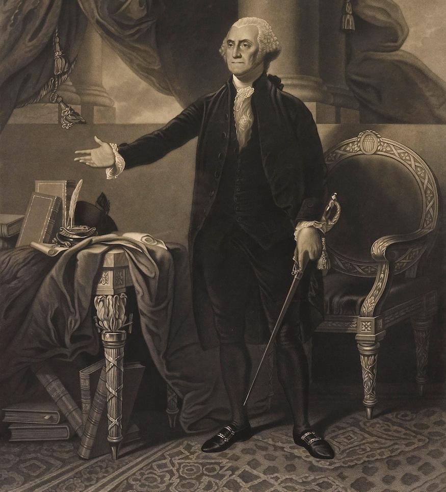 George Washington von Henry Sadd, antiker Kupferstich, um 1844 im Zustand „Gut“ im Angebot in Colorado Springs, CO