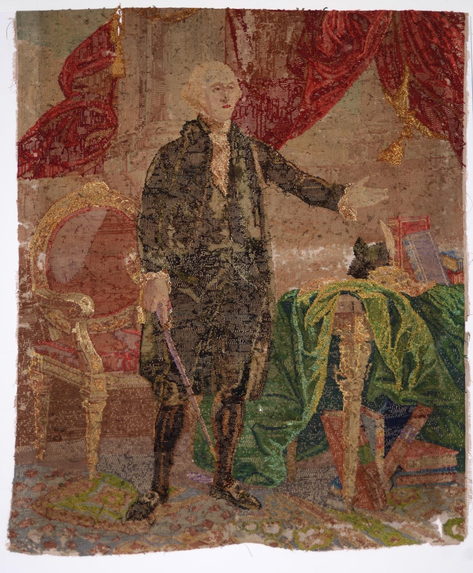 George Washington Hand Embroidered Tapestry, circa 1850s 3