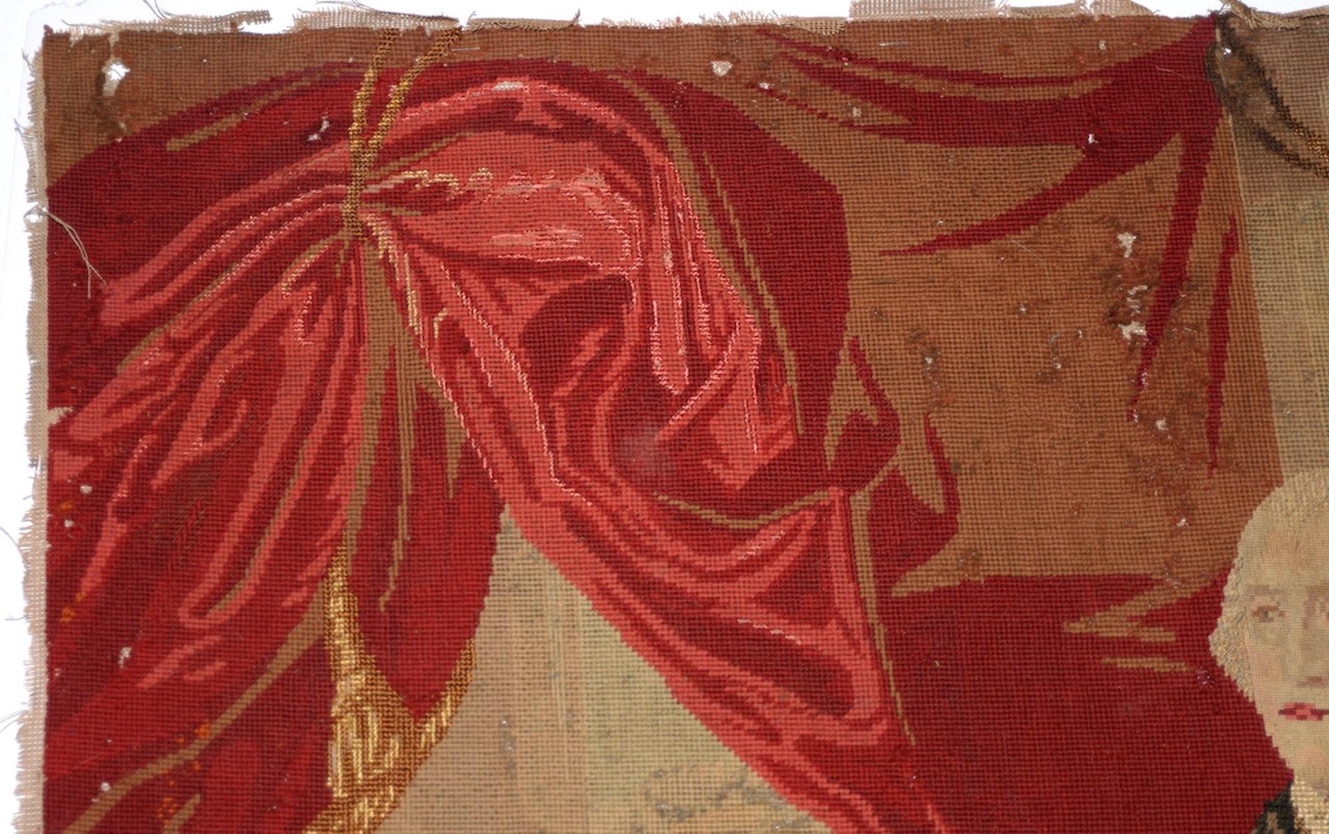 American George Washington Hand Embroidered Tapestry, circa 1850s