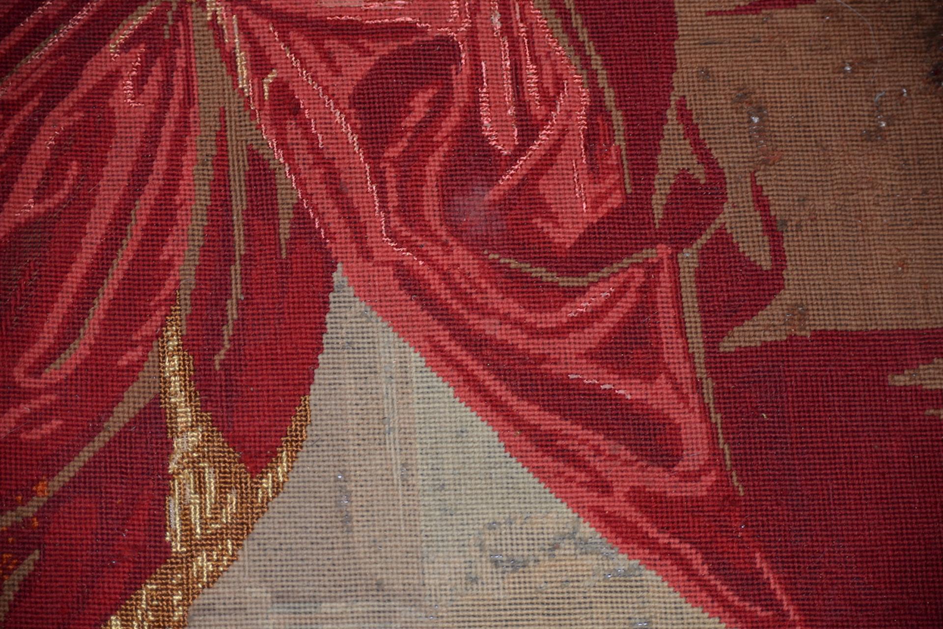 Textile George Washington Hand Embroidered Tapestry, circa 1850s