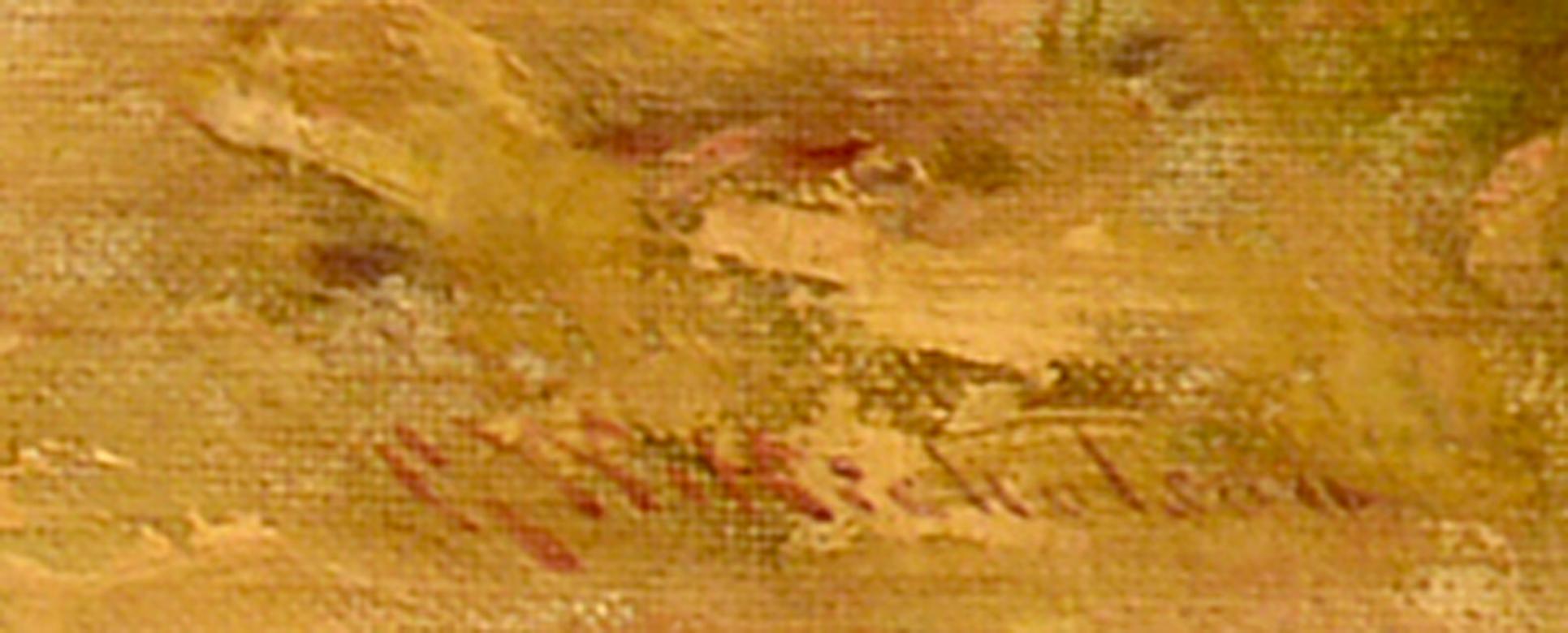 Morgenhühner, Amerikanisch, Öl, Pastorale, Ländliche Landschaft, Bauernhof im Angebot 1