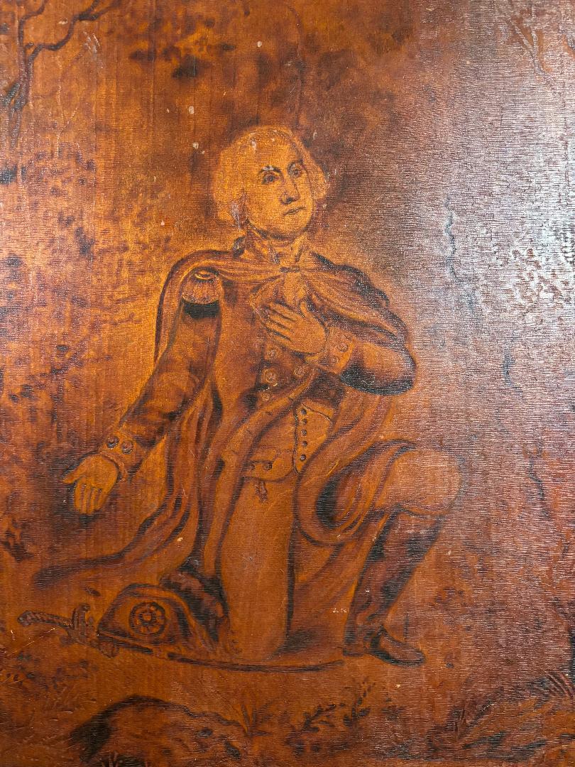 Hand-Carved George Washington Praying At Valley Forge, Unique Historical Art Signed 19thc   For Sale
