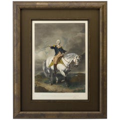 Used George Washington Receiving a Salute on the Field at Trenton- Hand-Colored Print