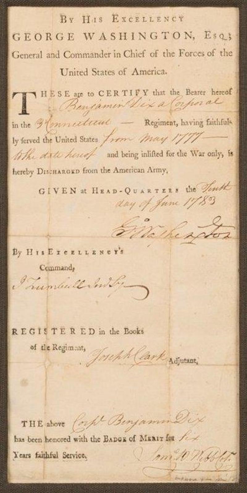 Paper George Washington Signed Military Discharge Collage