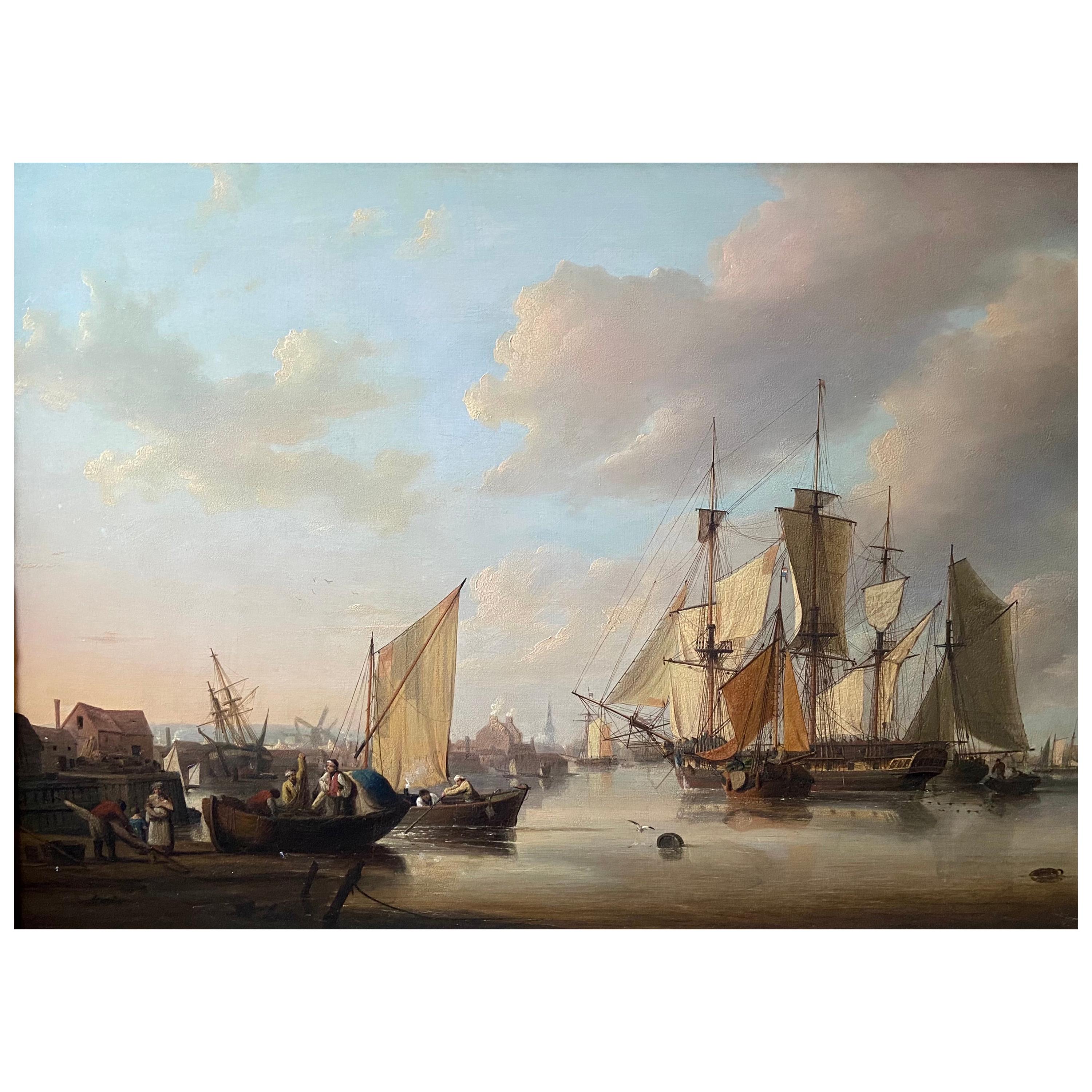 George Webster, Original Painting of Limehouse Reach, London For Sale