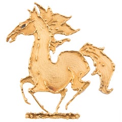 George Weil 18k Yellow Gold Horse Brooch, Unique