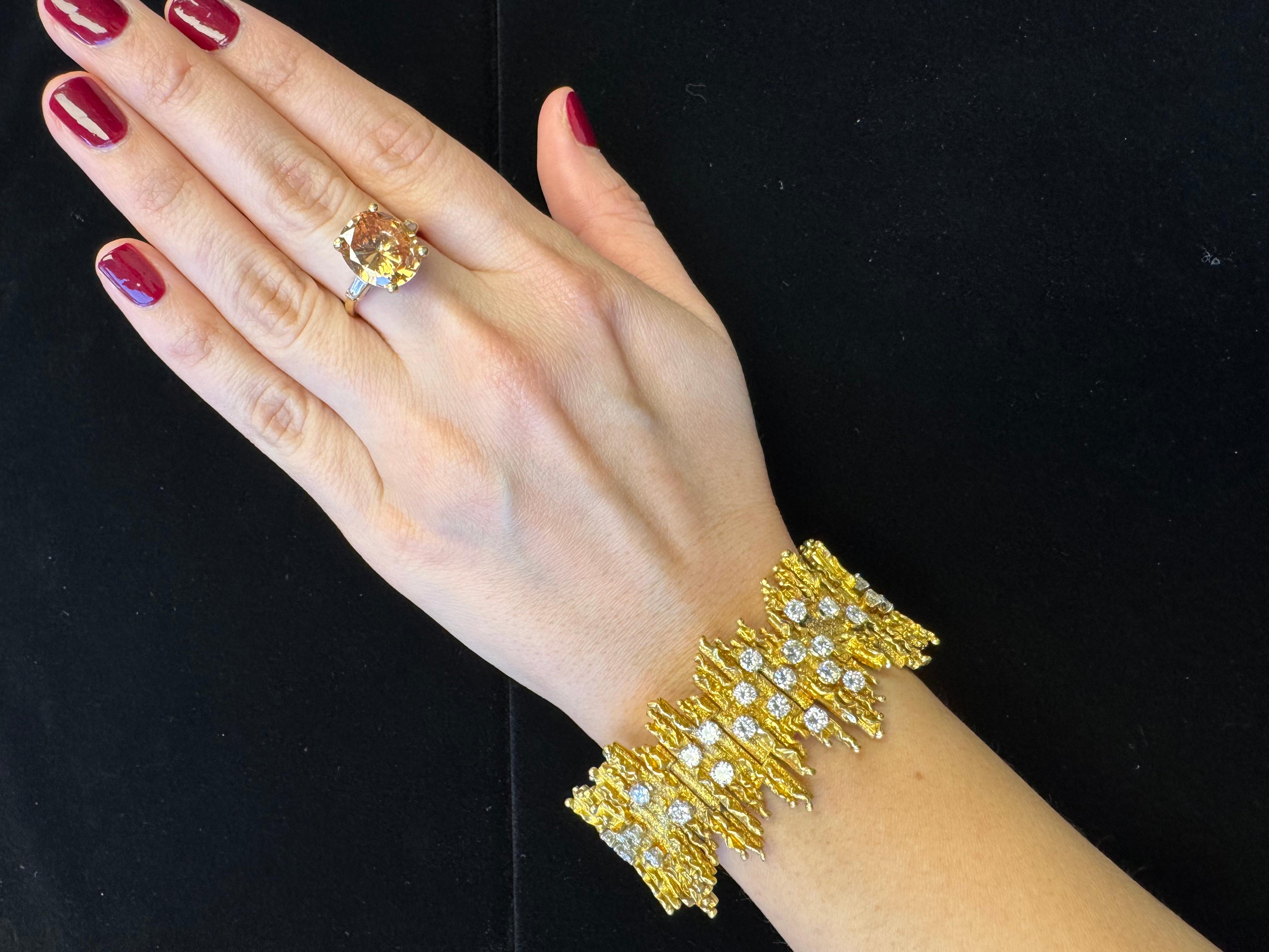 Pulsera George Weil Pulsera de diamantes de oro amarillo de 18 quilates y platino en venta 7