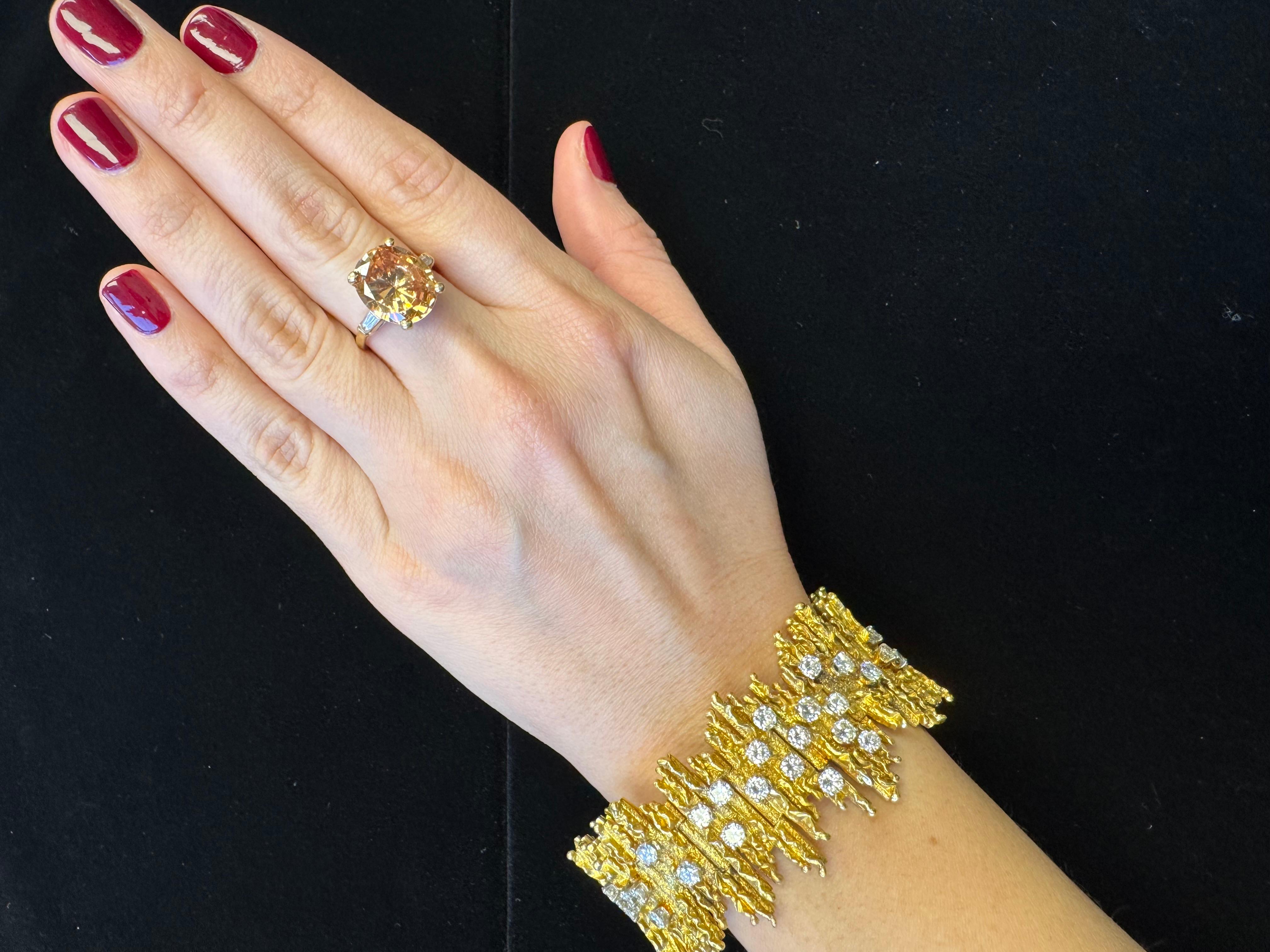 Pulsera George Weil Pulsera de diamantes de oro amarillo de 18 quilates y platino en venta 8
