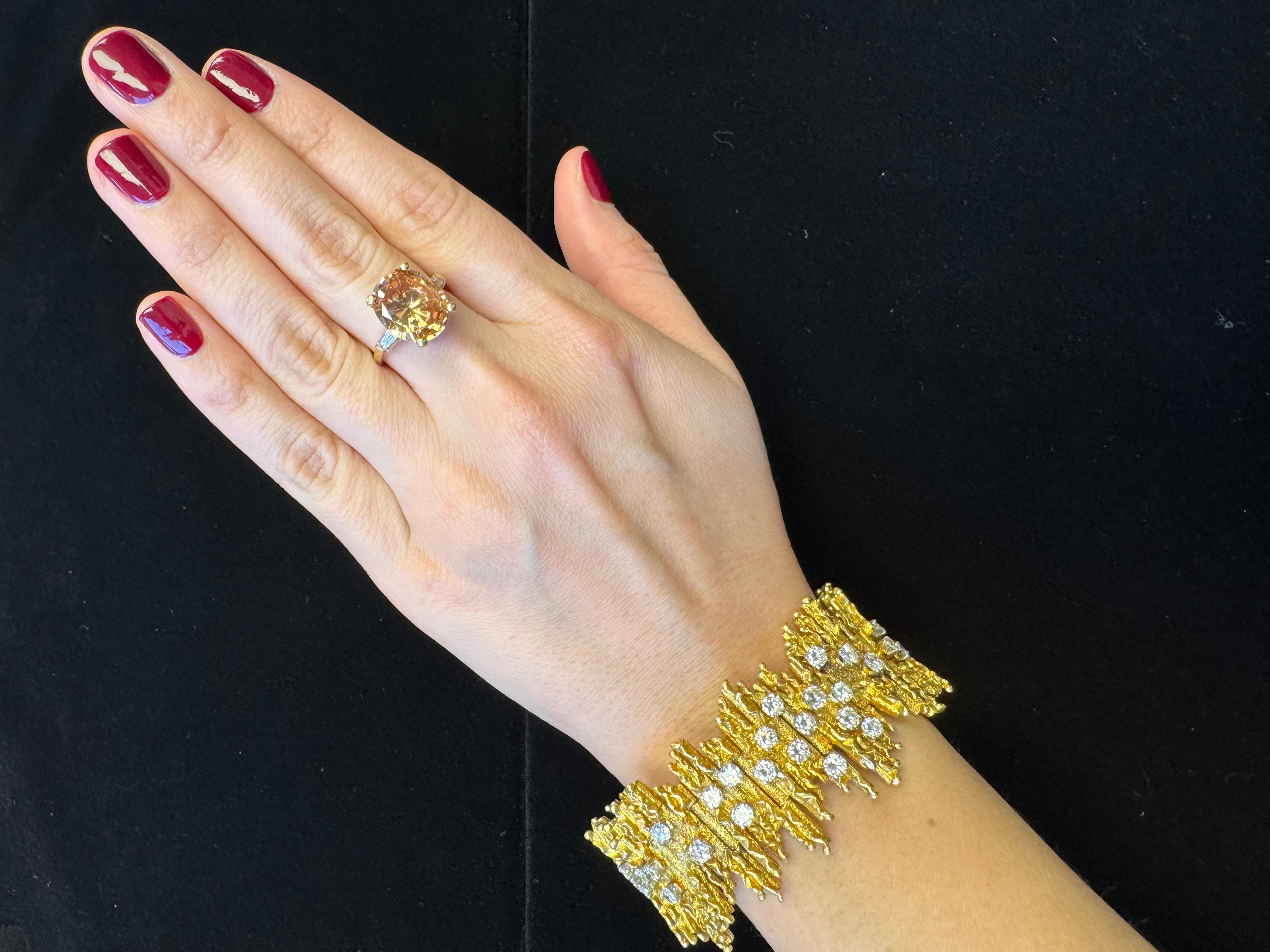 Pulsera George Weil Pulsera de diamantes de oro amarillo de 18 quilates y platino en venta 9