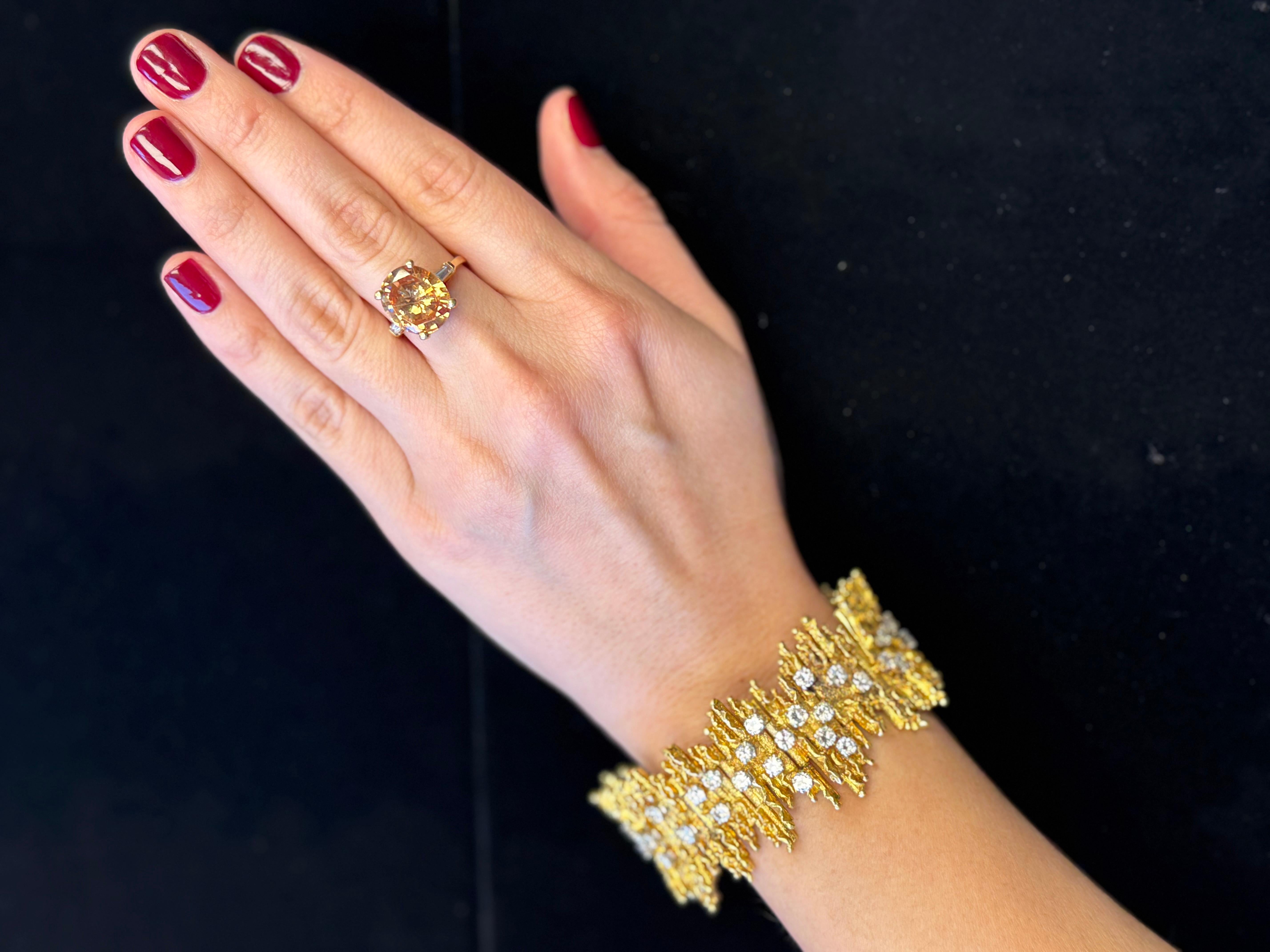 Pulsera George Weil Pulsera de diamantes de oro amarillo de 18 quilates y platino en venta 2