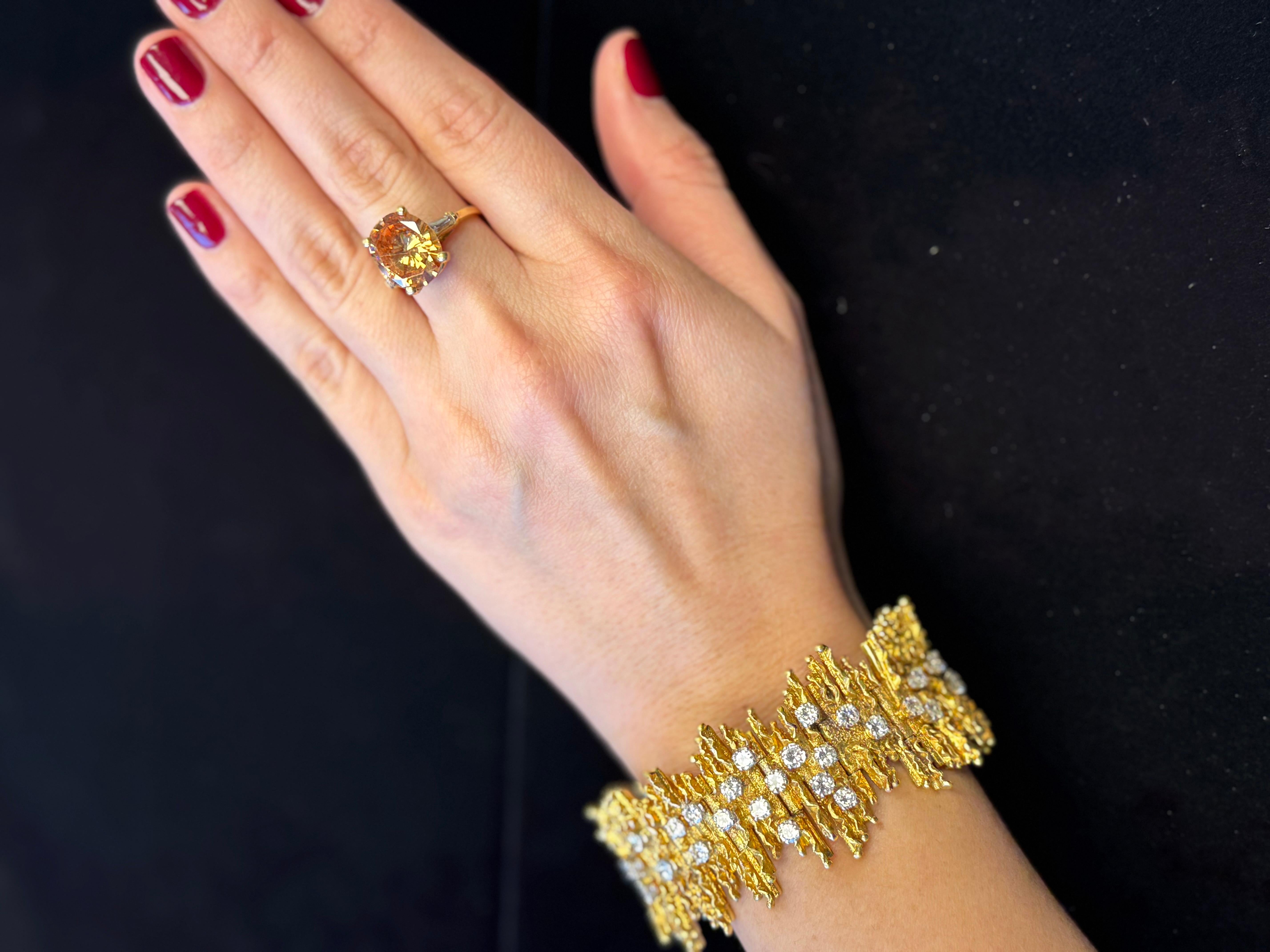 Pulsera George Weil Pulsera de diamantes de oro amarillo de 18 quilates y platino en venta 3