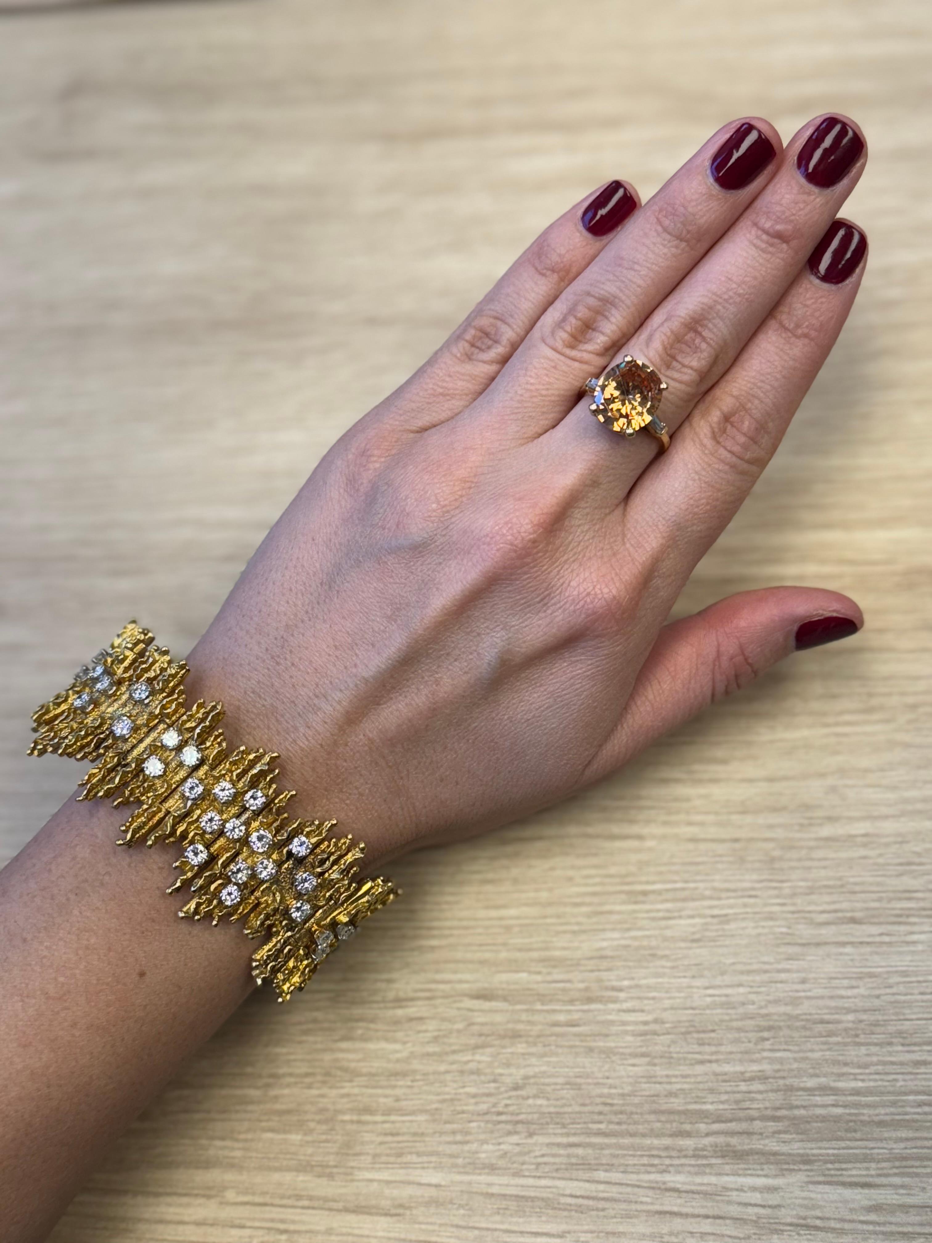Pulsera George Weil Pulsera de diamantes de oro amarillo de 18 quilates y platino en venta 4