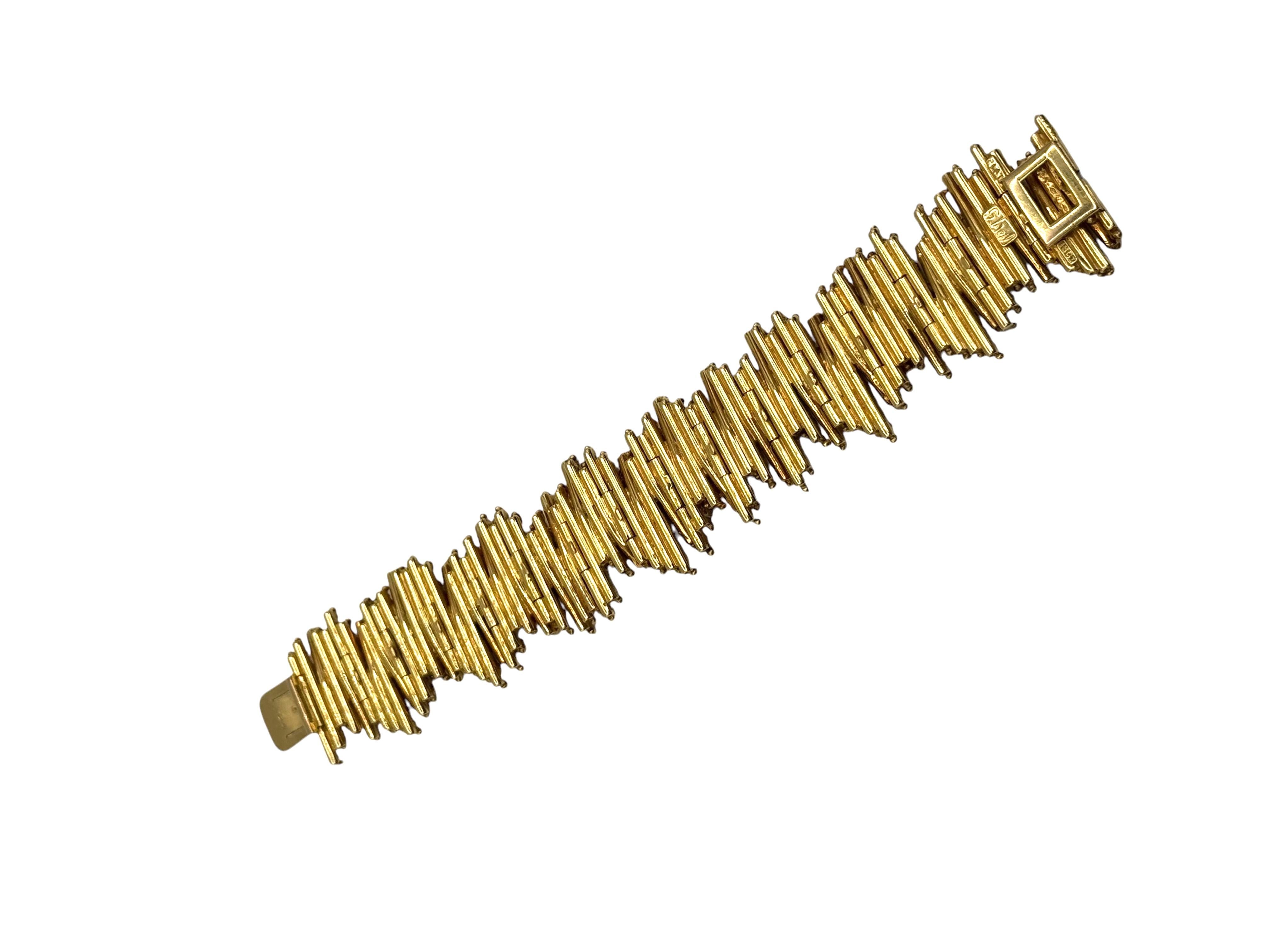 Taille ronde Bracelet George Weil en or jaune 18 carats et platine avec diamants en vente