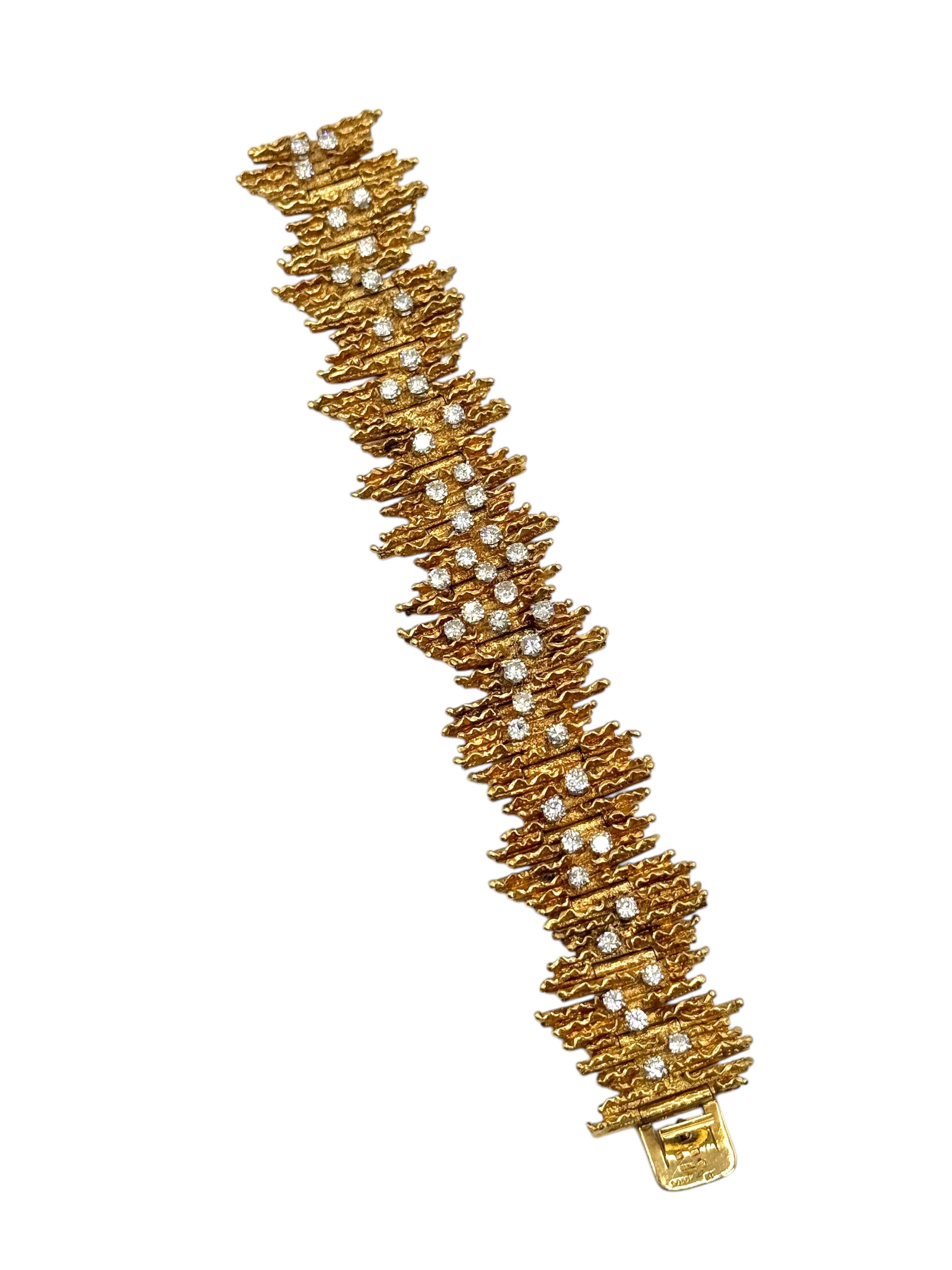 Bracelet George Weil en or jaune 18 carats et platine avec diamants Excellent état - En vente à Great Neck Plaza, NY