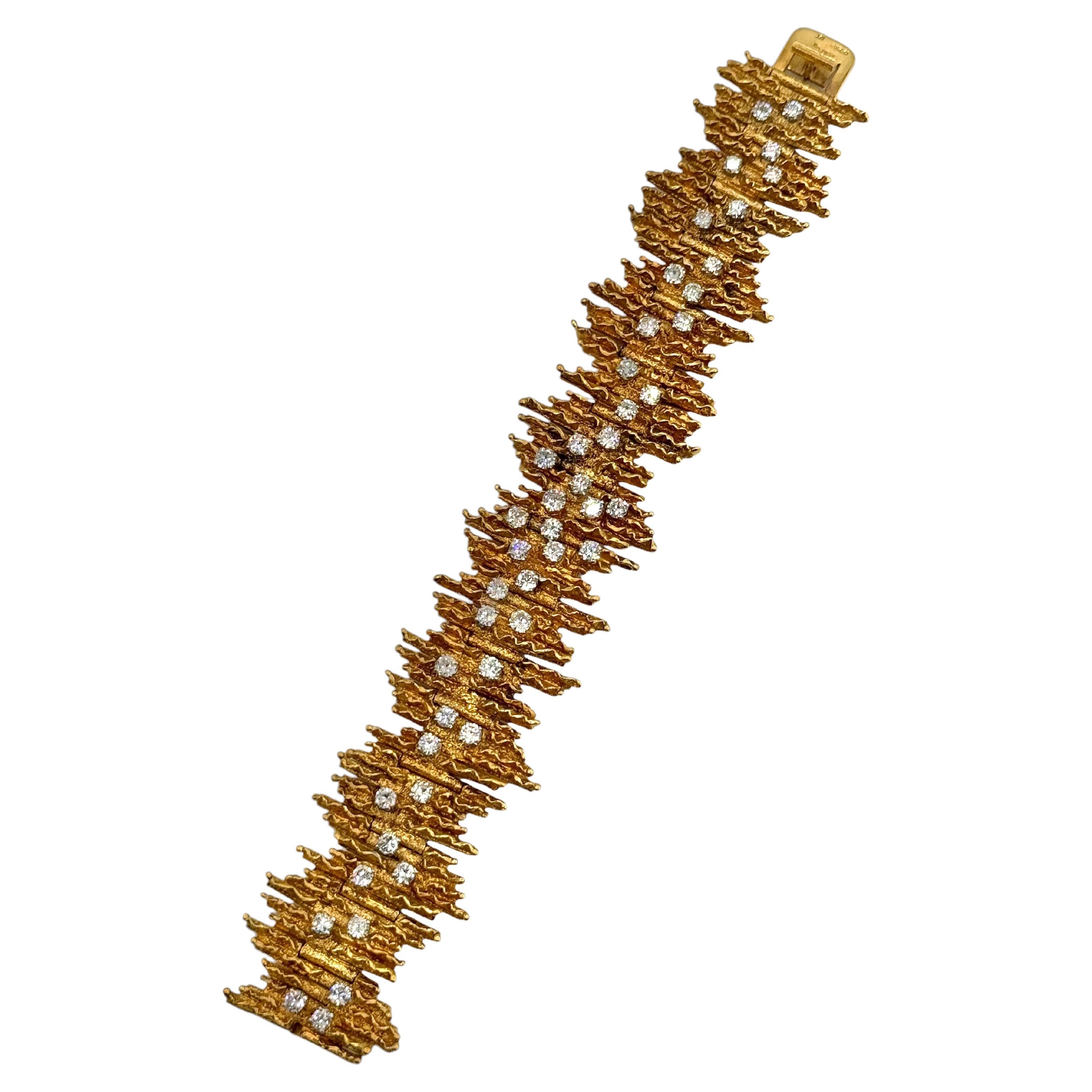 George Weil Bracelet 18K Yellow Gold and Platinum Diamond Bracelet