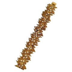 Pulsera George Weil Pulsera de diamantes de oro amarillo de 18 quilates y platino