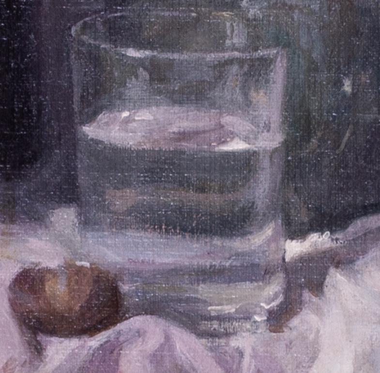 1974 pintura al óleo bodegón de calabazas y cristal  por el británico George Weissbort en venta 2