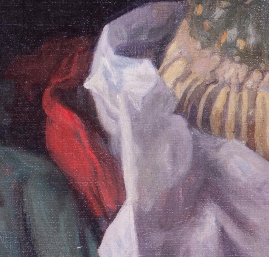 1974 pintura al óleo bodegón de calabazas y cristal  por el británico George Weissbort en venta 3