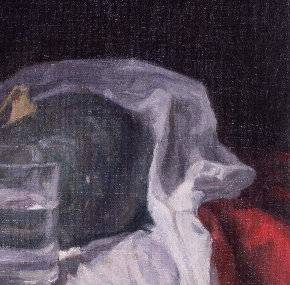 1974 pintura al óleo bodegón de calabazas y cristal  por el británico George Weissbort en venta 4