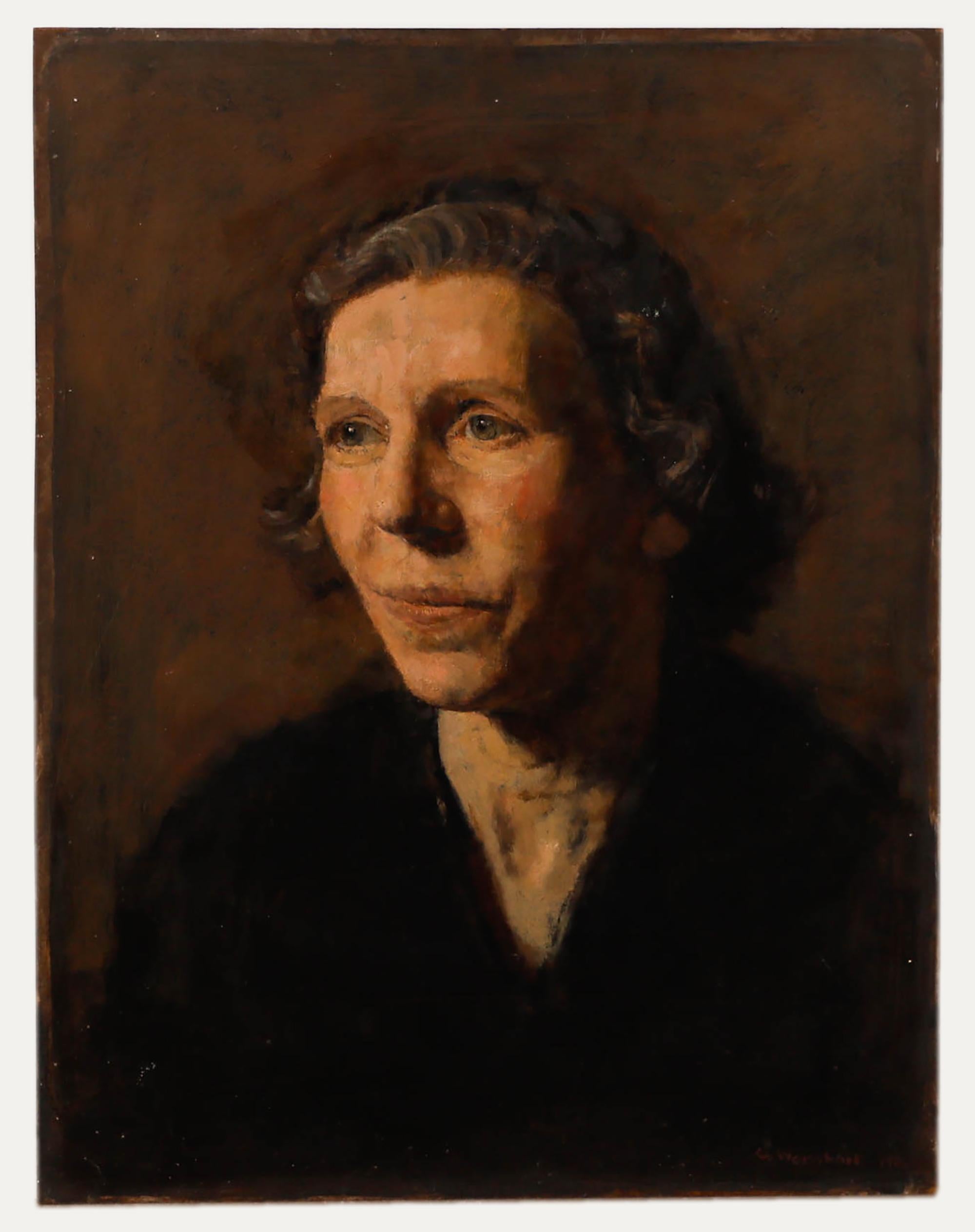 George Weissbort (1928-2013) - Olio del 1955, Uno sguardo riflessivo in vendita 1