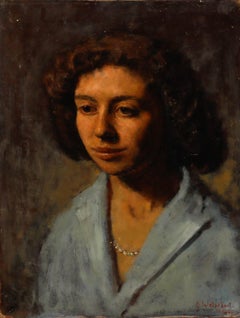 George Weissbort (1928-2013) - 1956 Oil, Woman in Blue with Pearls