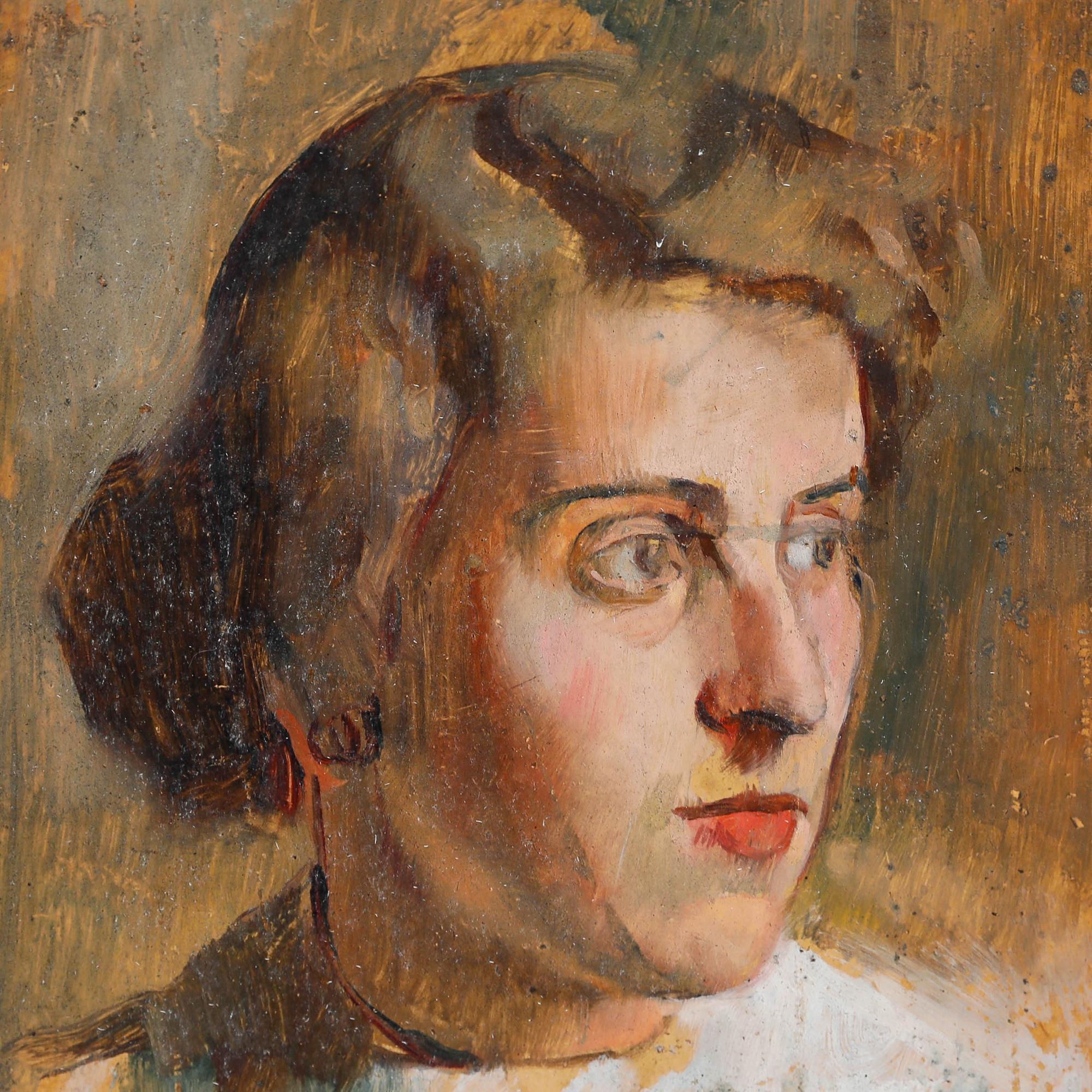 George Weissbort (1928-2013) - 1958 Oil, Lady with Red Lip For Sale 3