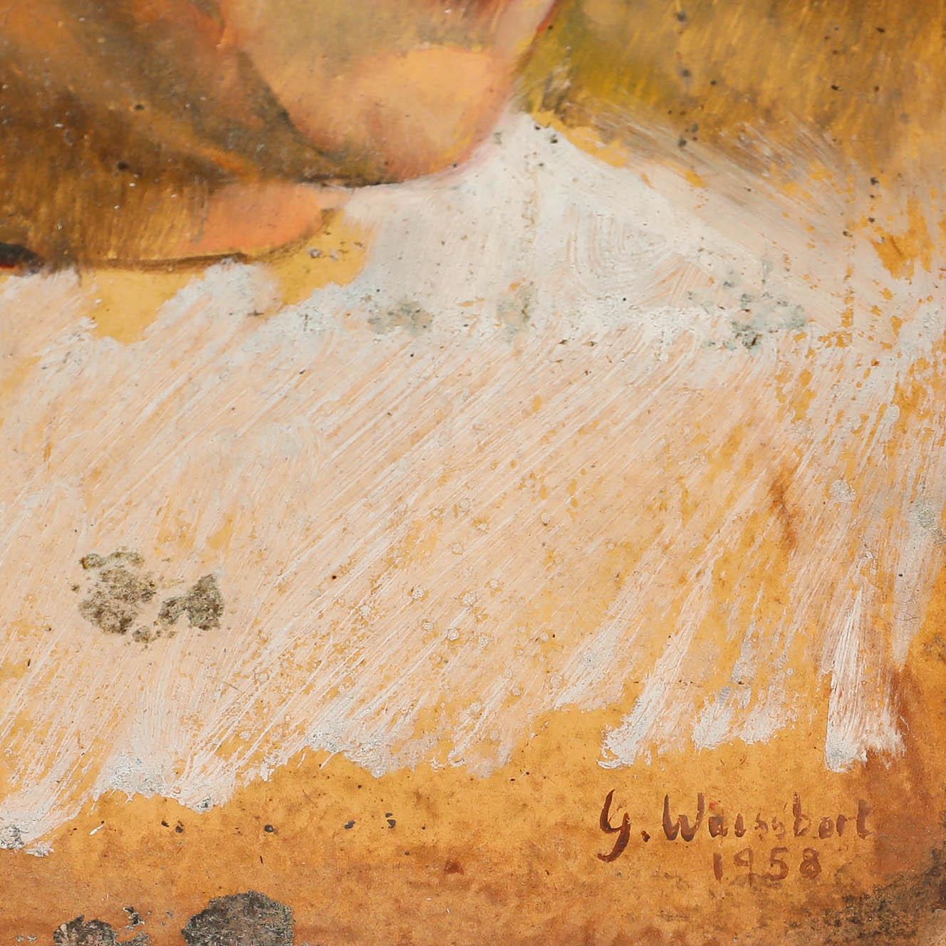 George Weissbort (1928-2013) - 1958 Oil, Lady with Red Lip For Sale 4