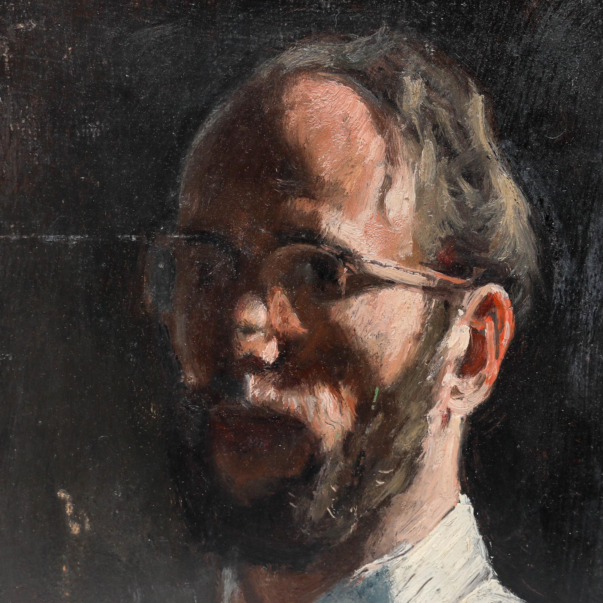 George Weissbort (1928-2013) - 1966 Oil, Chiaroscuro Self Portrait For Sale 4