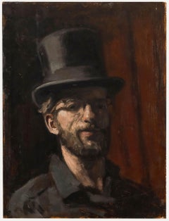 George Weissbort (1928-2013) - 1966 Oil, Self Portrait In A Top Hat