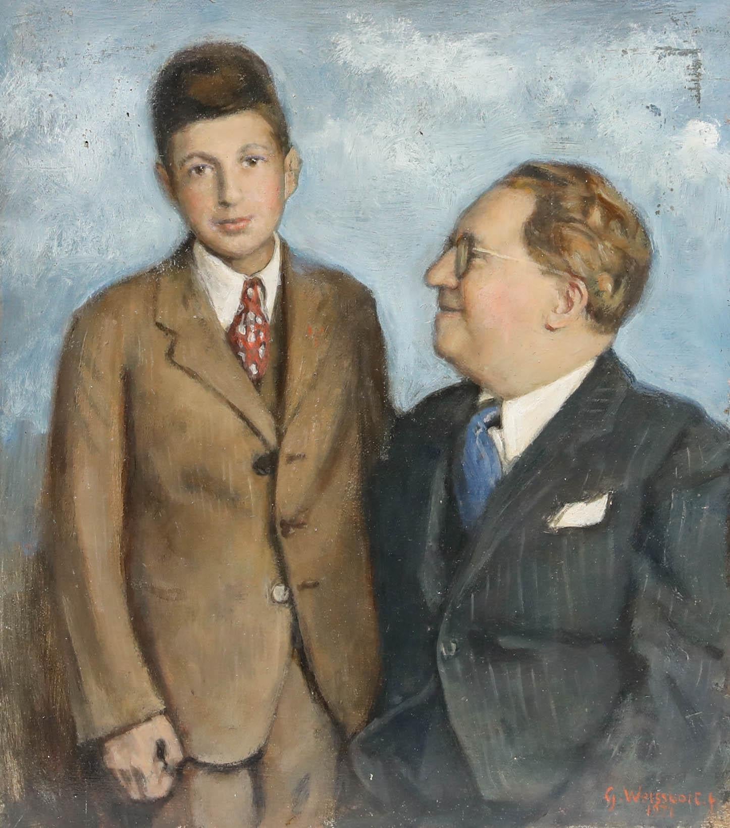 George Weissbort (1928-2013) - 1971 Öl, Ein stolzer Vater im Angebot 1