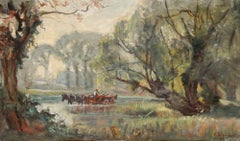 George Weissbort (1928-2013) - 1972, huile sur toile, « Cheval et charrette »