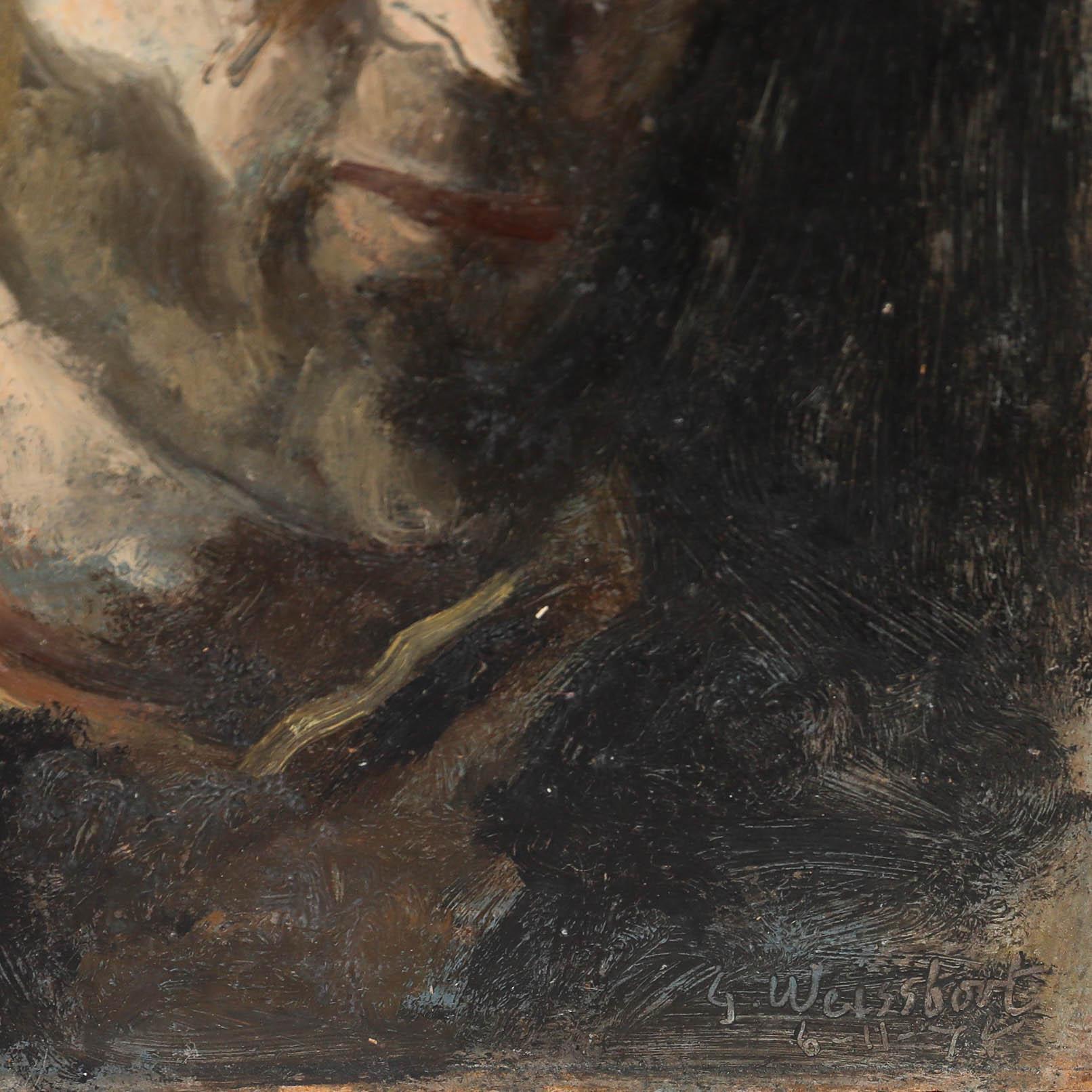 George Weissbort (1928-2013) - 1974 Oil, Self Portrait with Visor For Sale 3