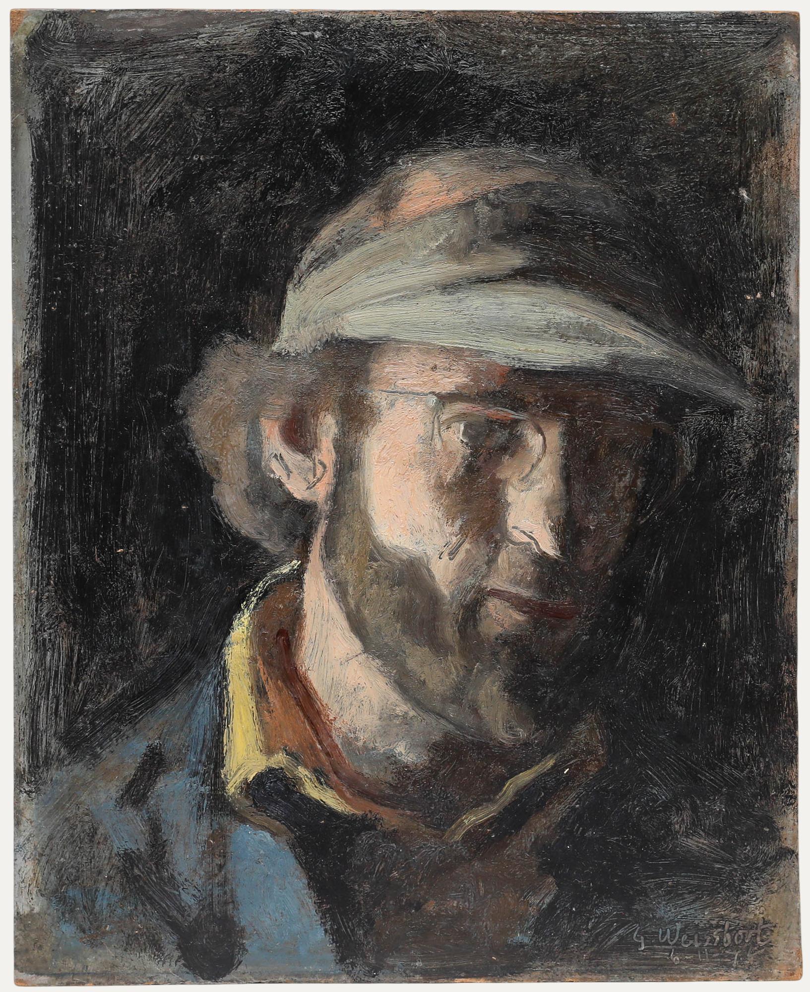 An intriguing oil study by the artist George Weissbort (1928-2013). Signed and dated to the lower right. (Provenance: Studio Sale, George Weissbort). On board. 