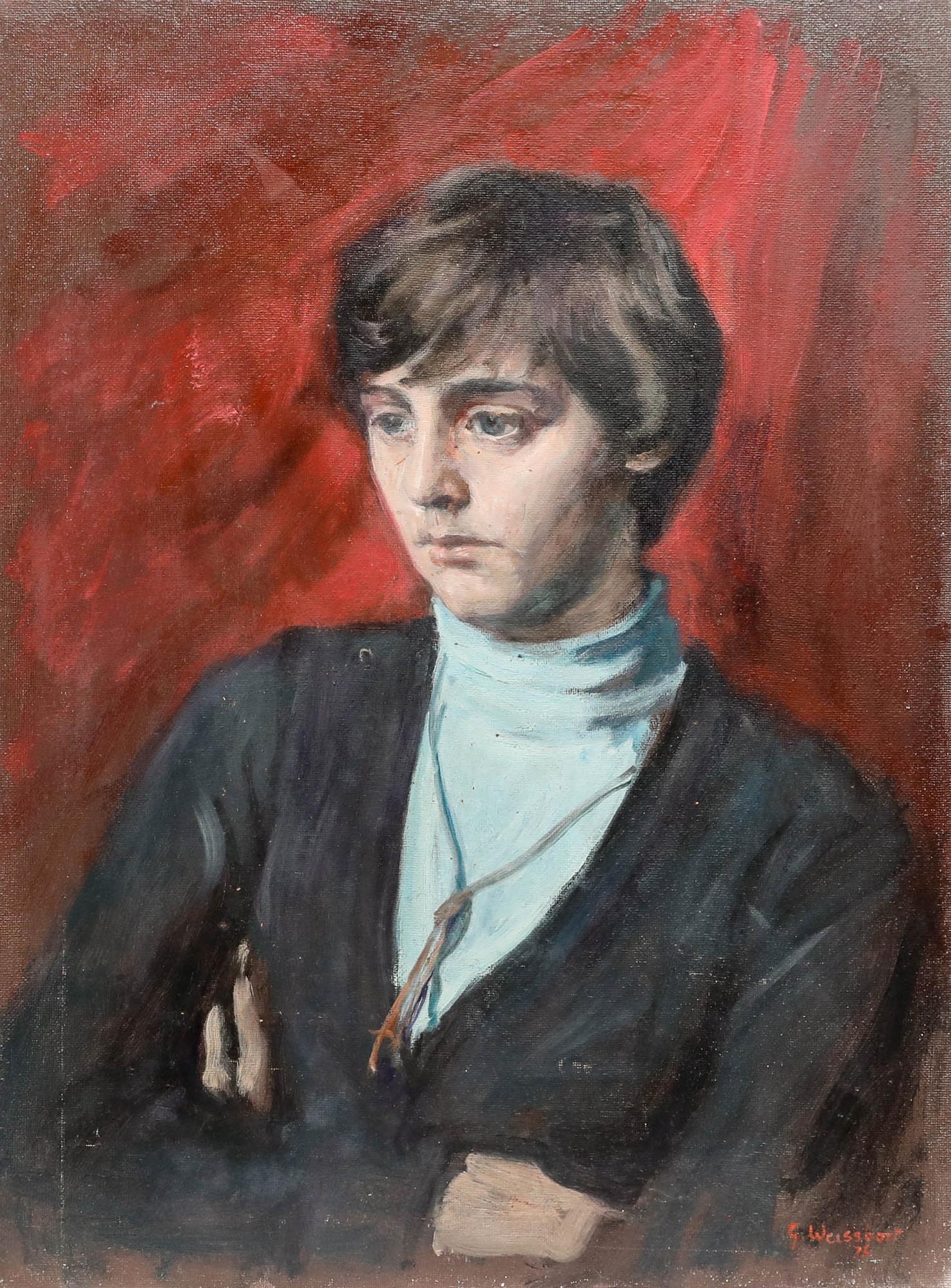 George Weissbort (1928-2013) - 1975 Oil, Girl in a Turtleneck For Sale 1