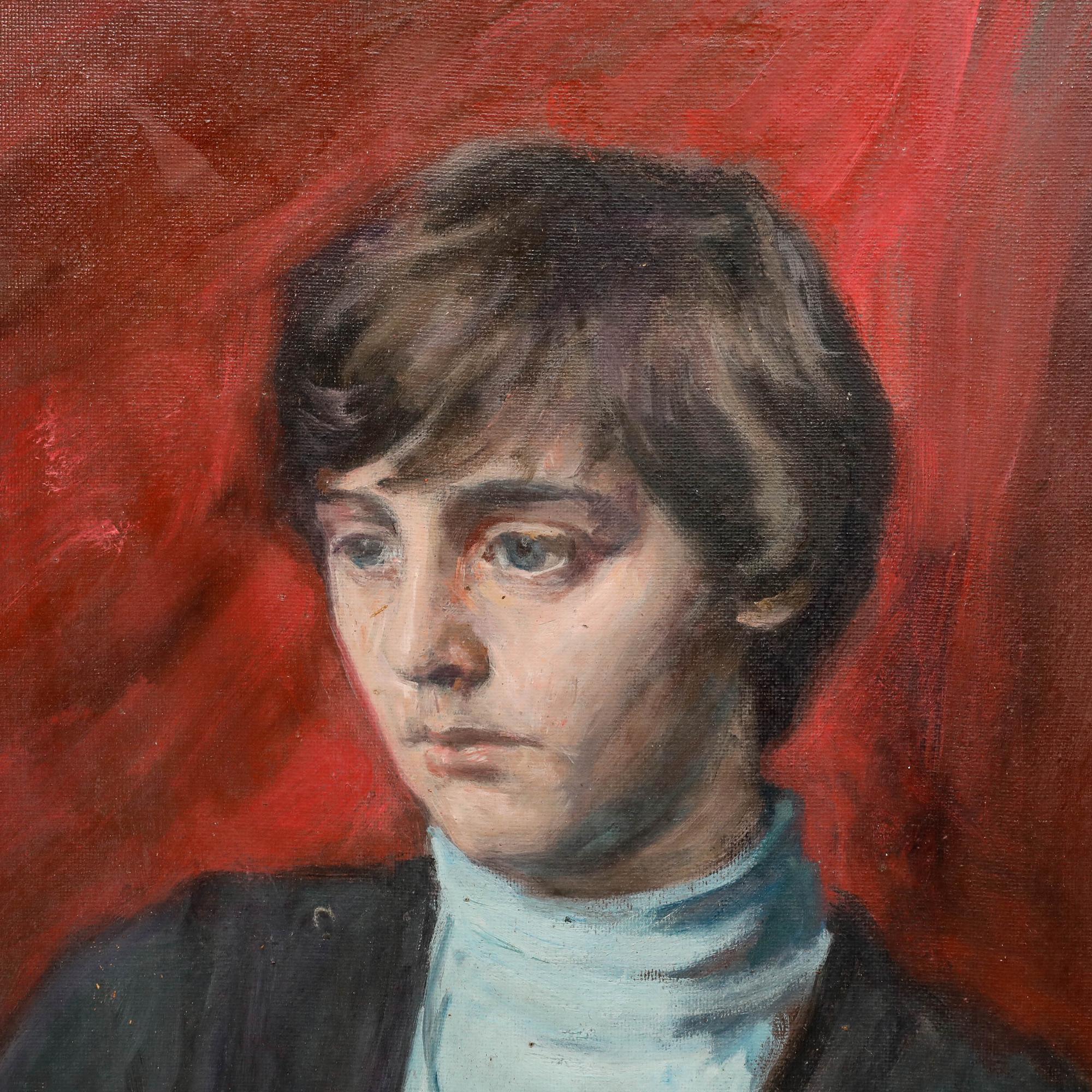 George Weissbort (1928-2013) - 1975 Oil, Girl in a Turtleneck For Sale 3